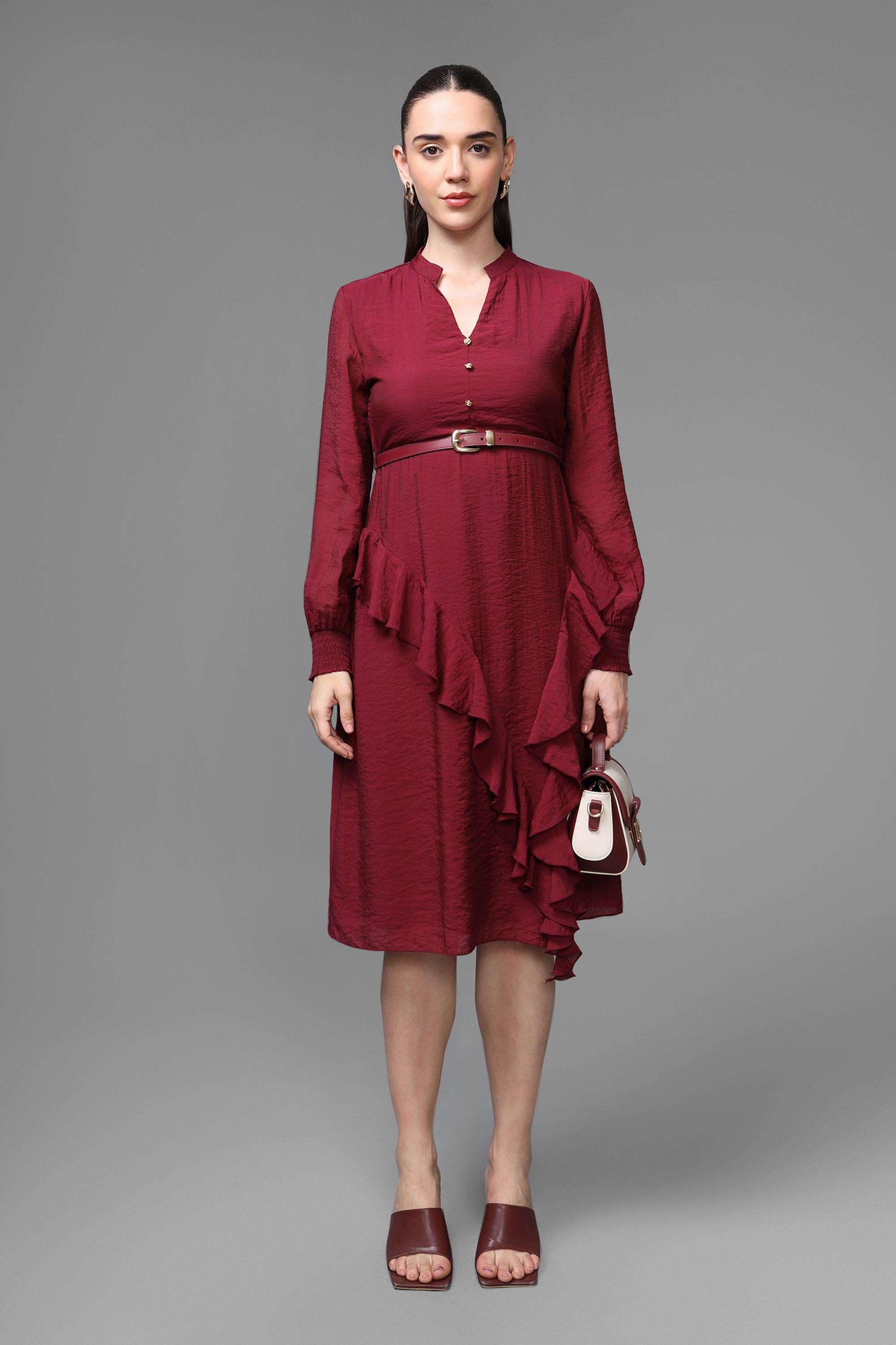Solid-Viscose-Women-s-Dress