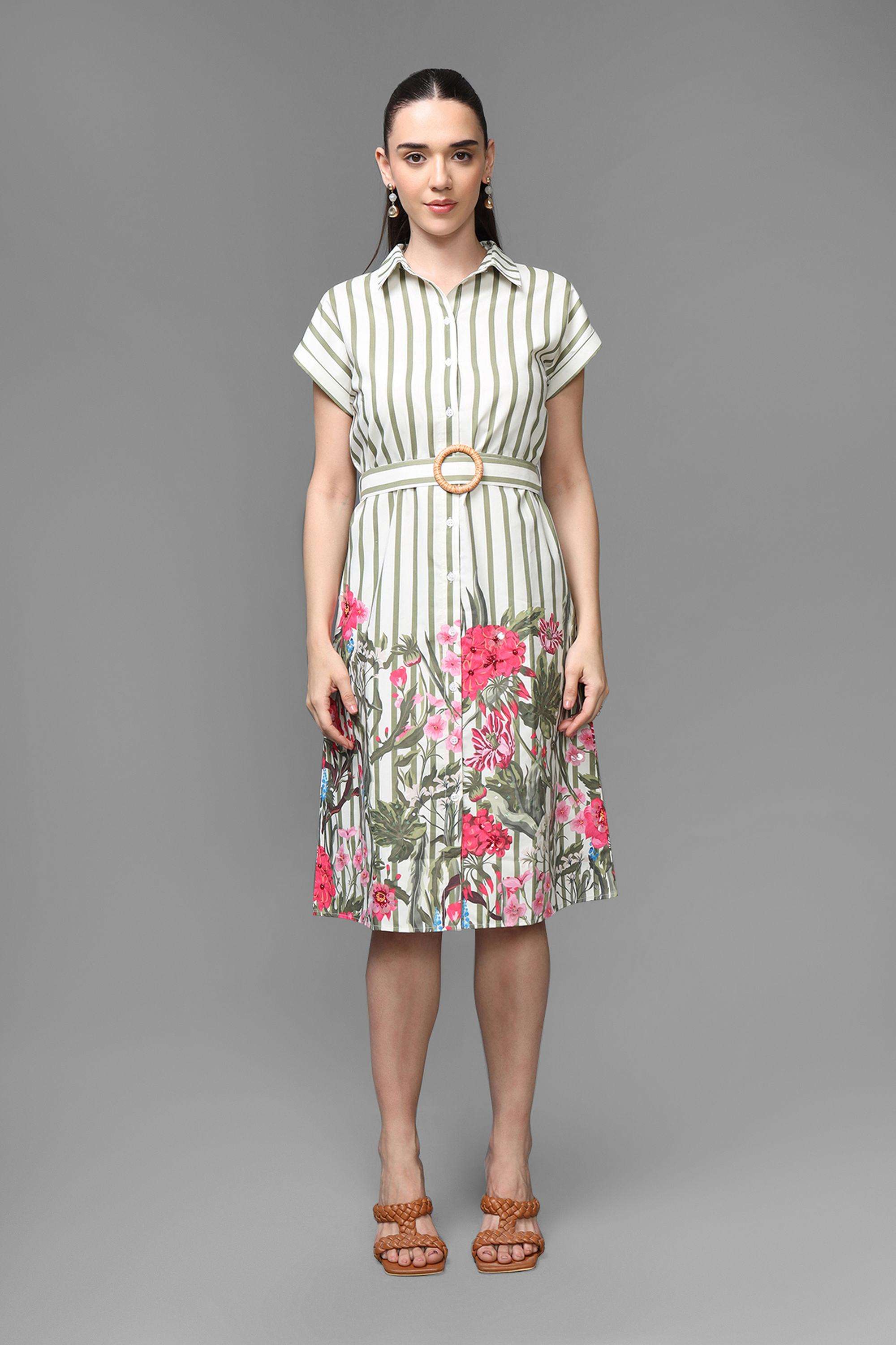 Stripes-Polyester-Women-s-Dress