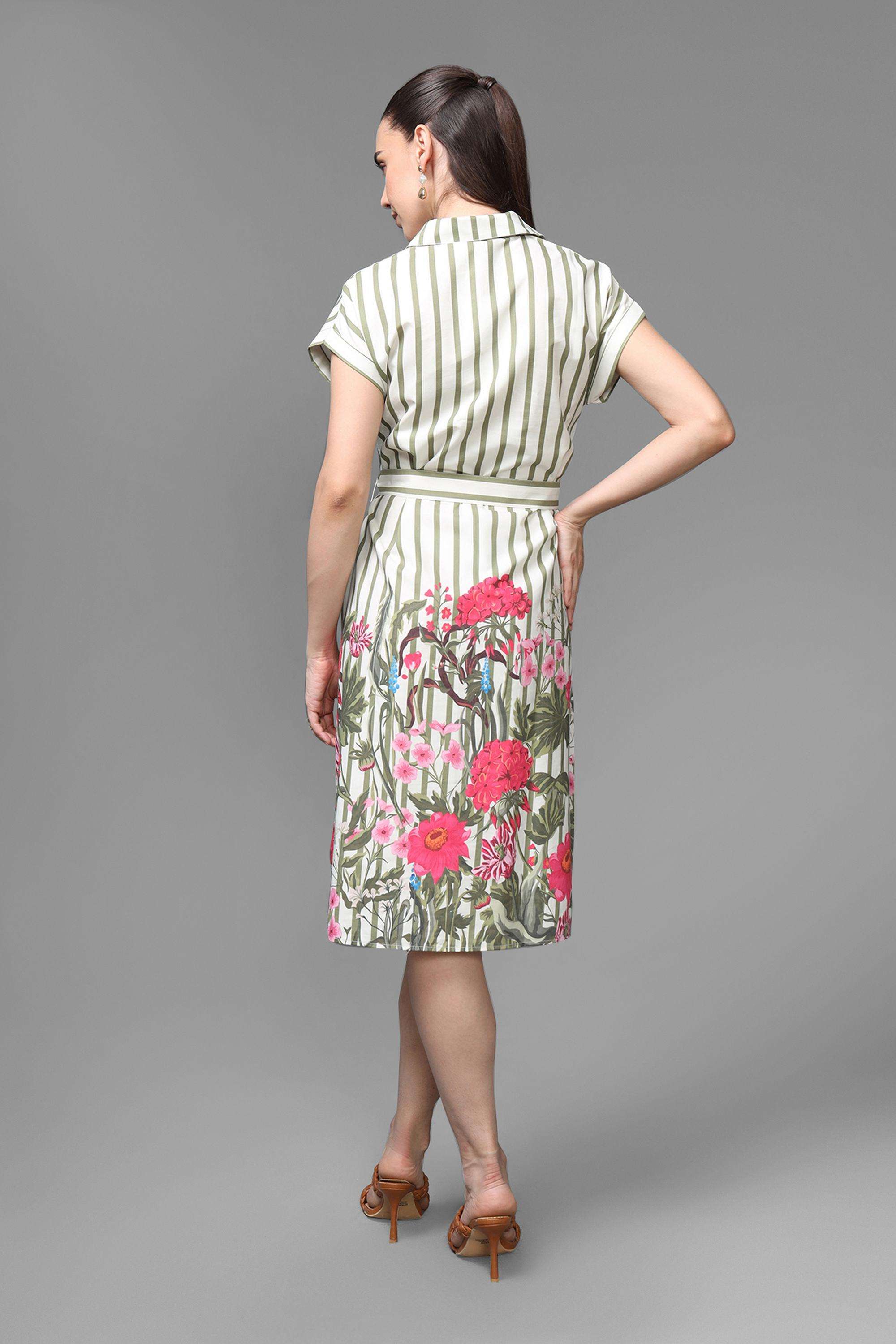 Stripes-Polyester-Women-s-Dress