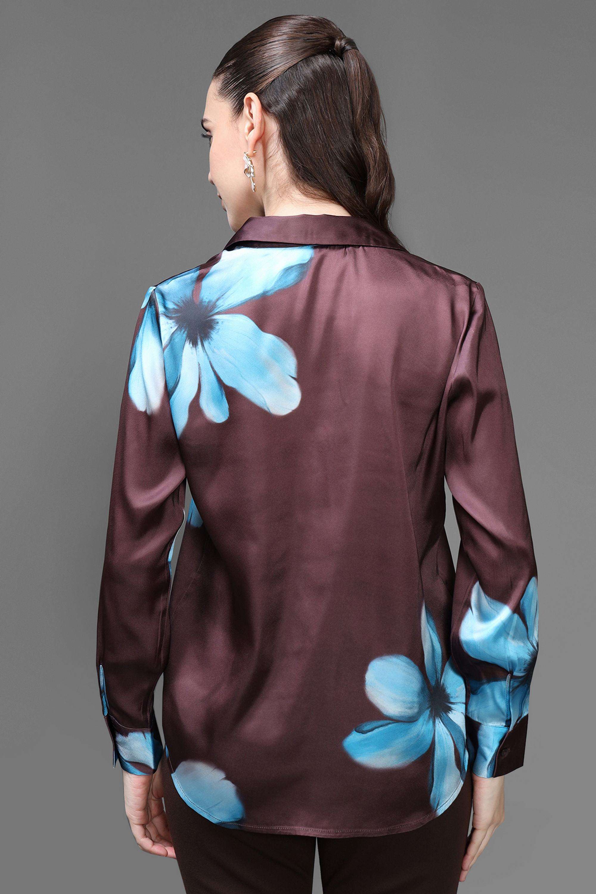 Floral-Collared-Polyester-Women-s-Formal-Wear-Shirt
