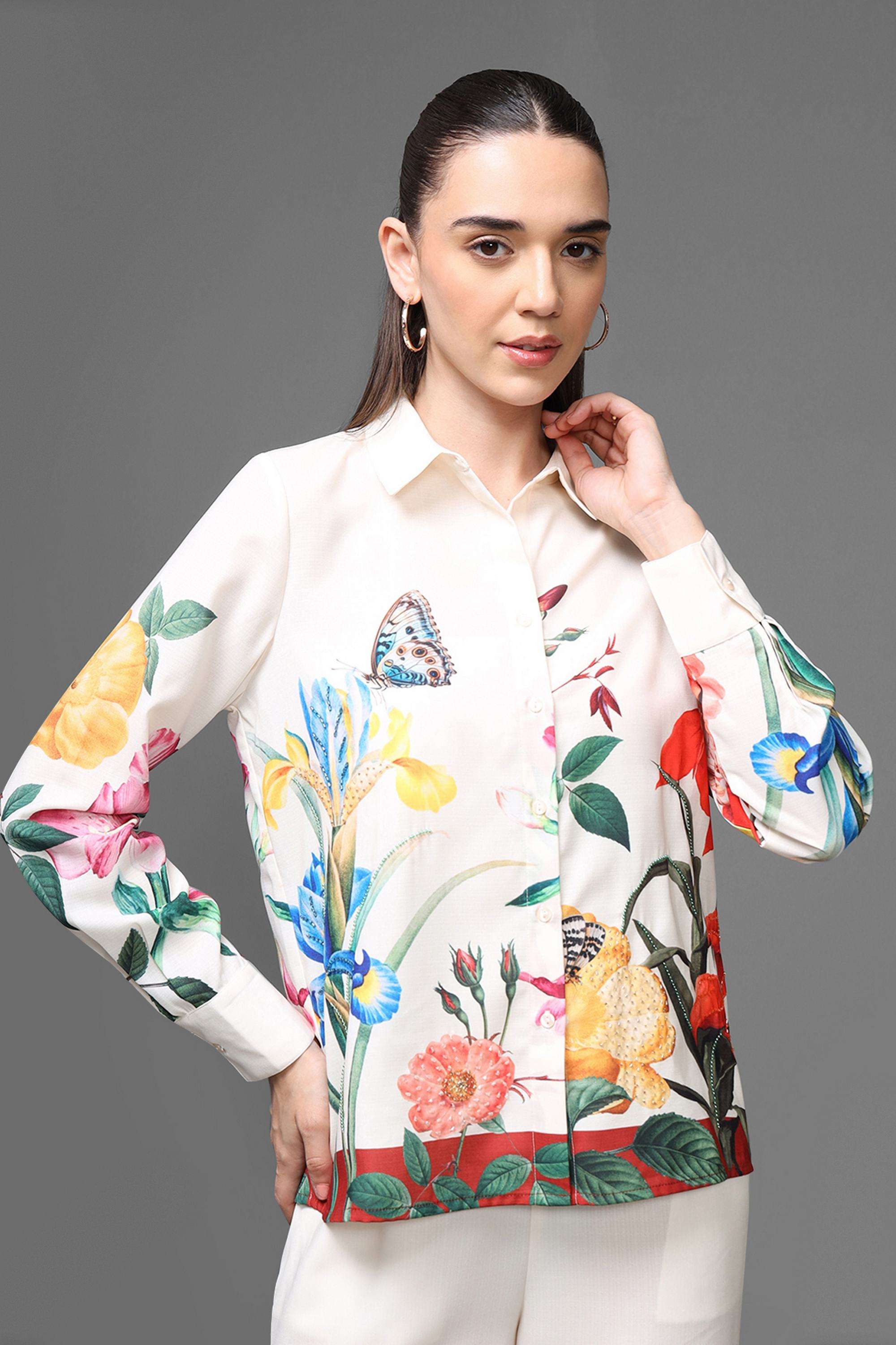 Printed-Collared-Polyester-Women-s-Party-Wear-Shirt
