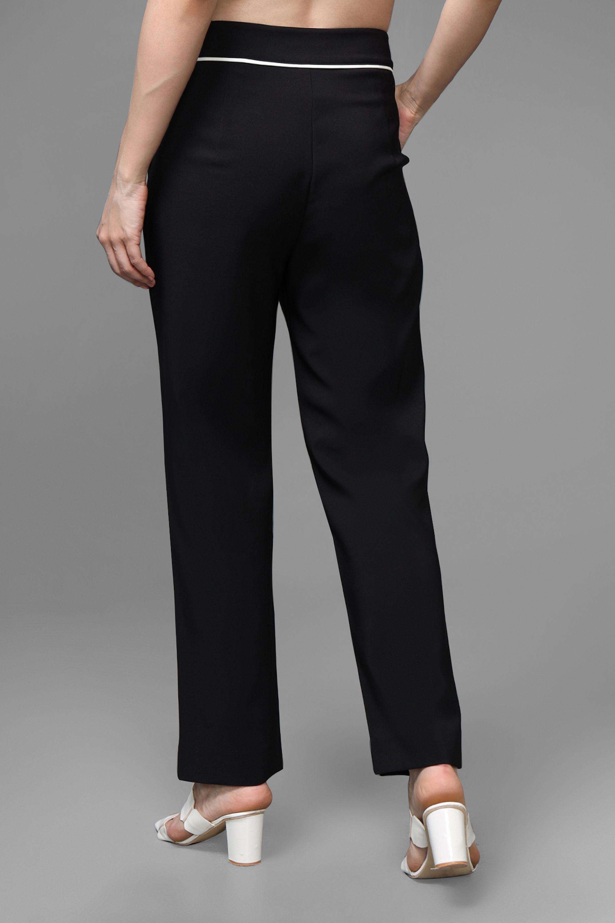 Color-Block-Straight-Fit-Polyester-Women-s-Formal-Wear-Trousers