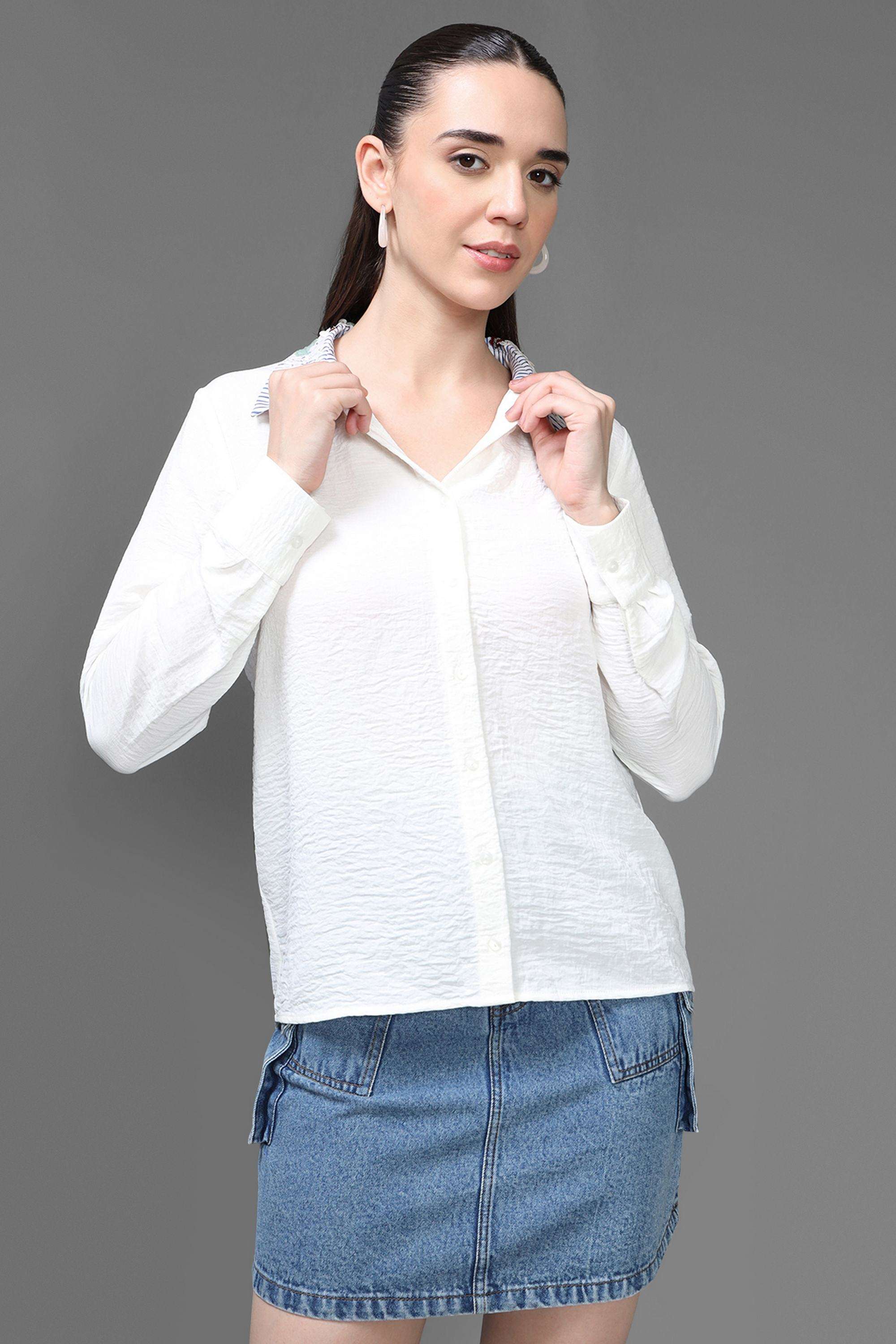 Embellished-Round-Neck-Crepe-Women-s-Evening-Shirt