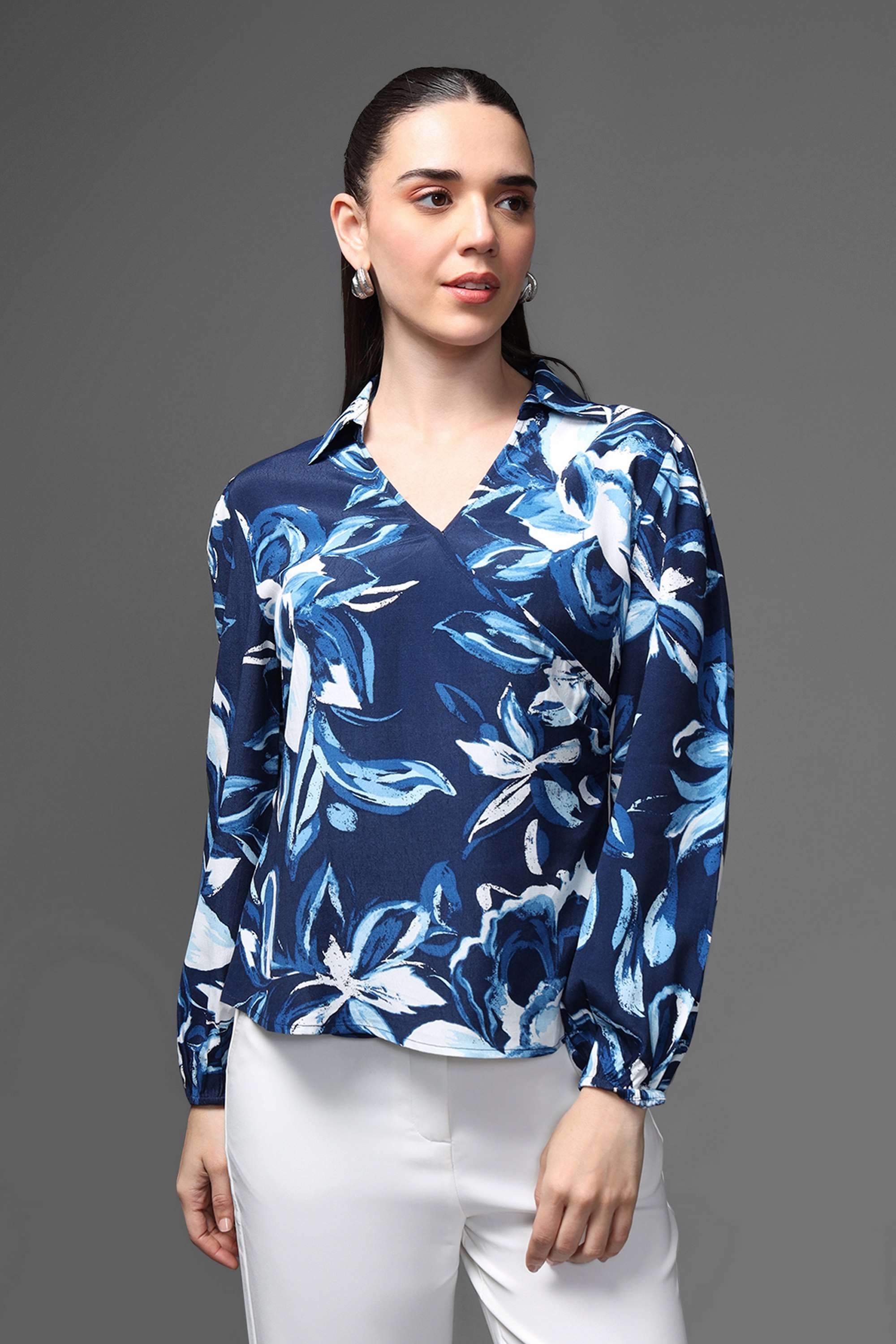 kazo Floral Collared Viscose Women's Party Wear Shirt-picture-31