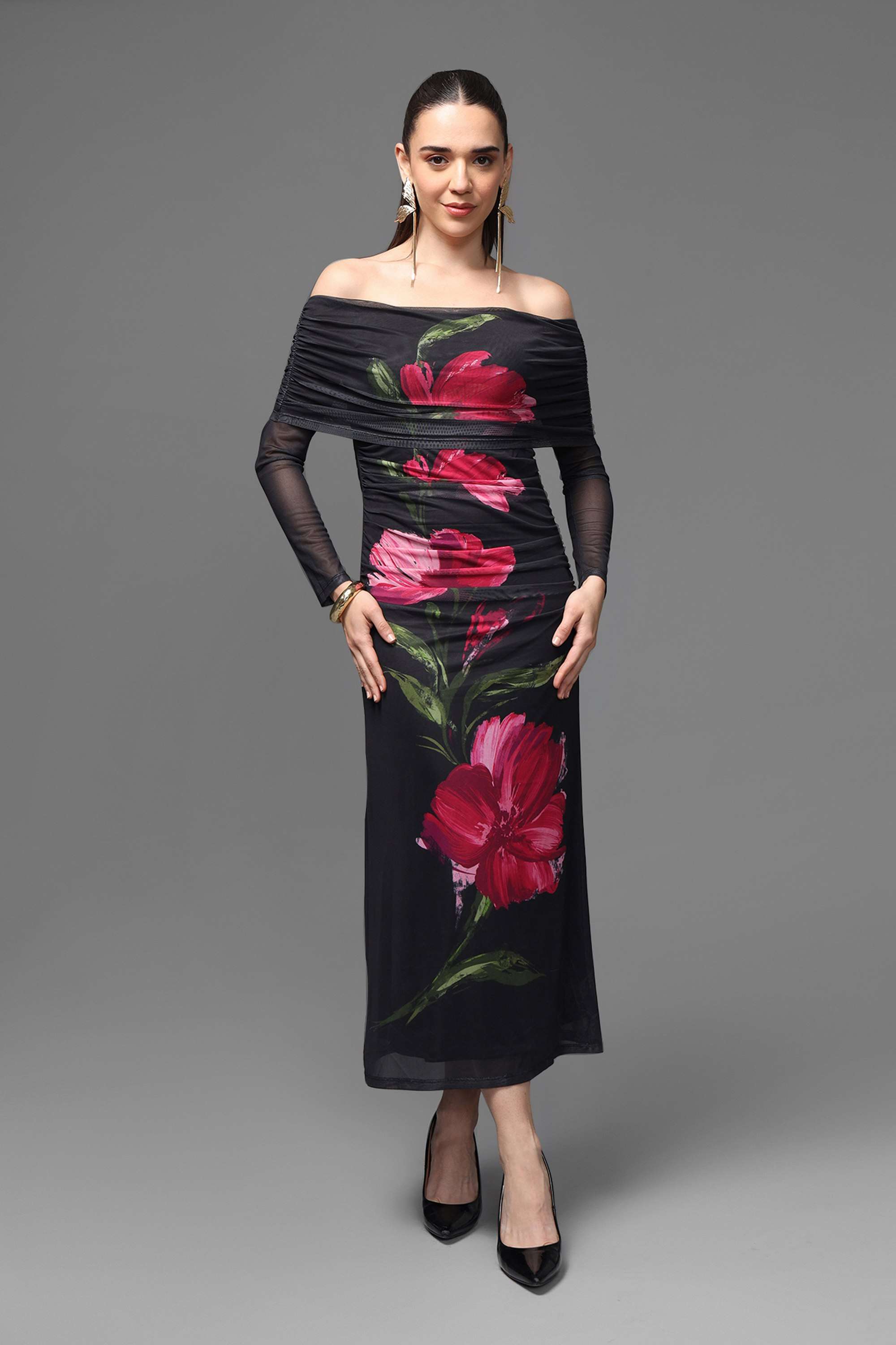 Floral Polyester Women's Dress-image-30