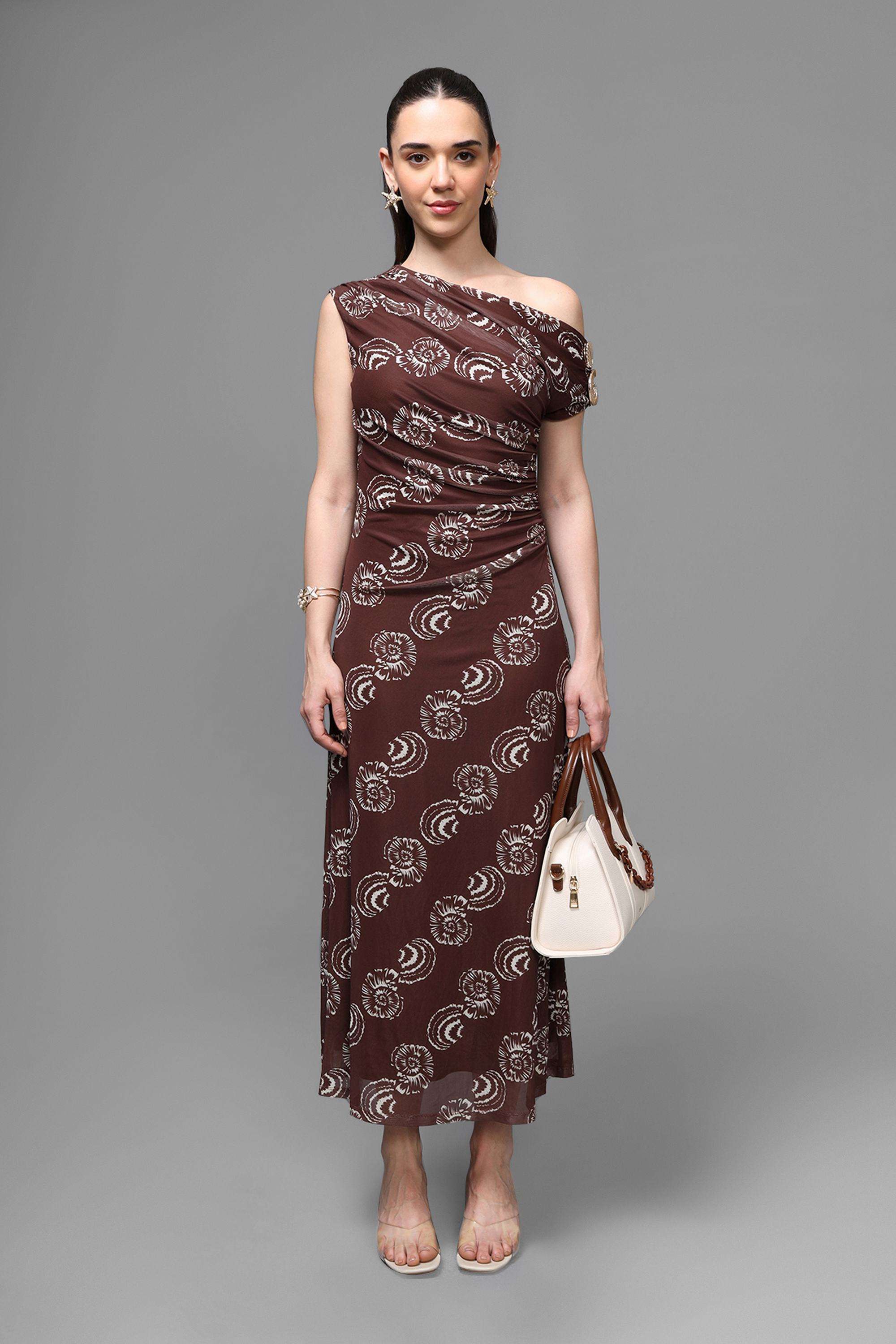 Abstract-One-Shoulder-Polyester-Women-s-Dress