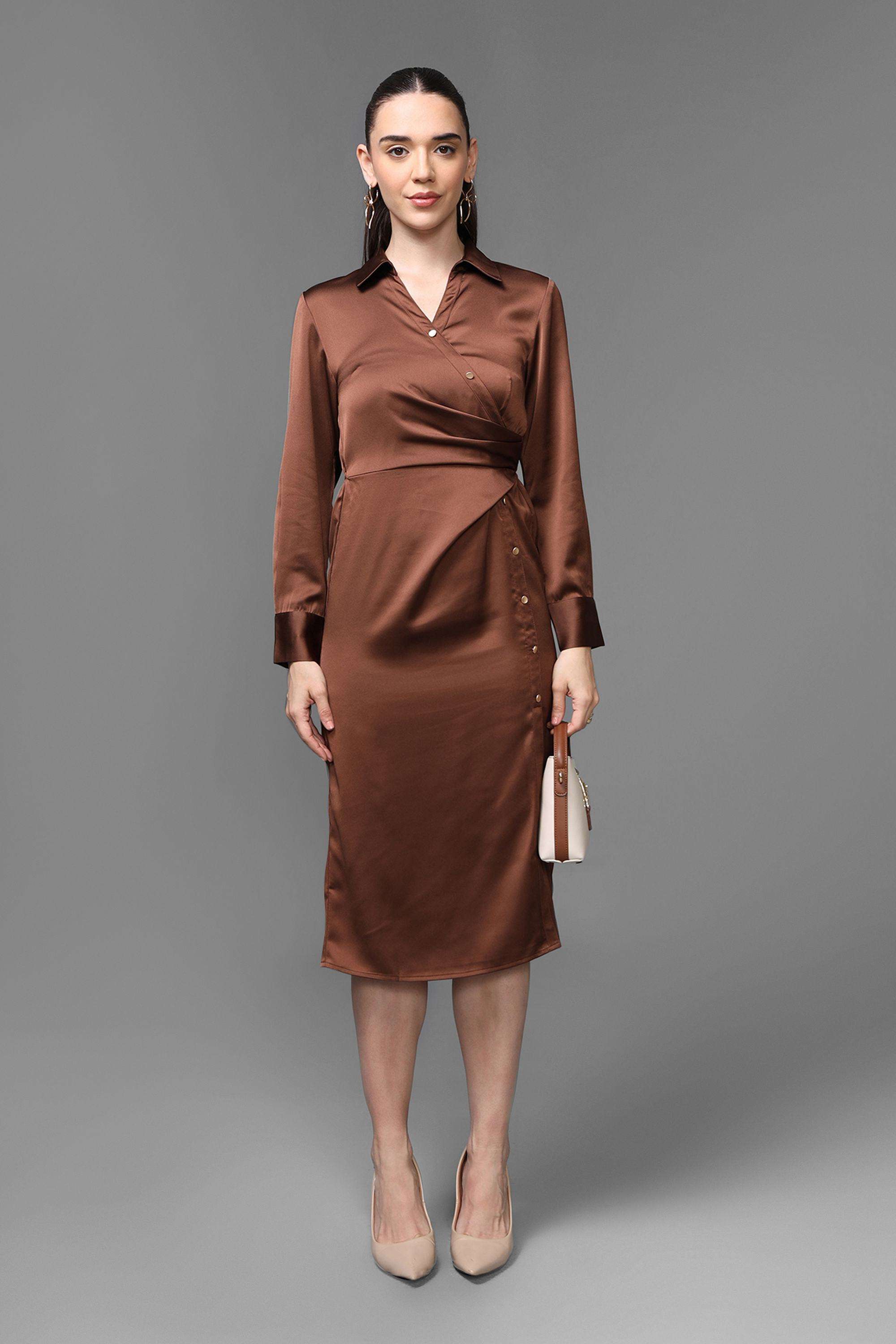 Solid-Polyester-Women-s-Dress