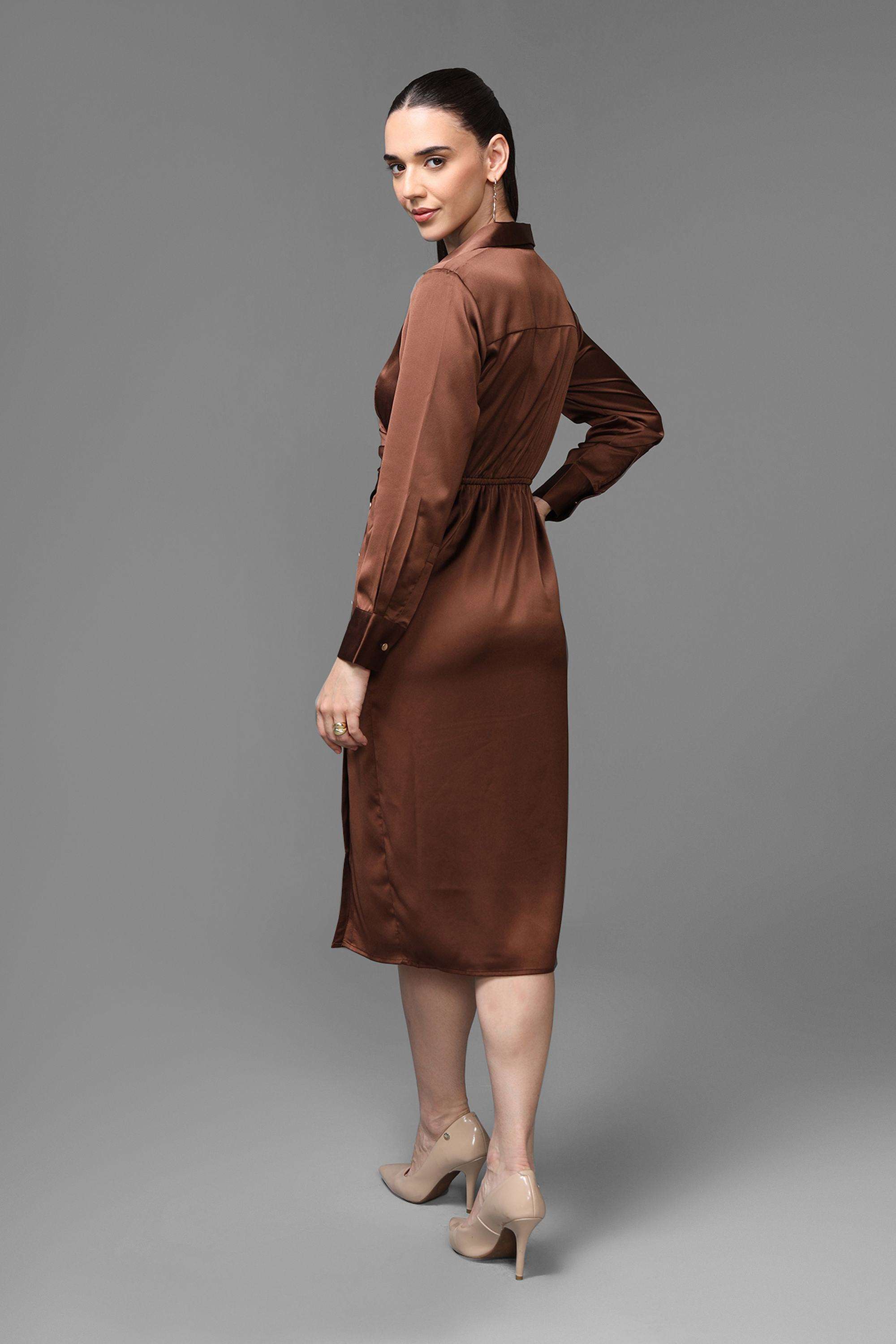 Solid-Polyester-Women-s-Dress