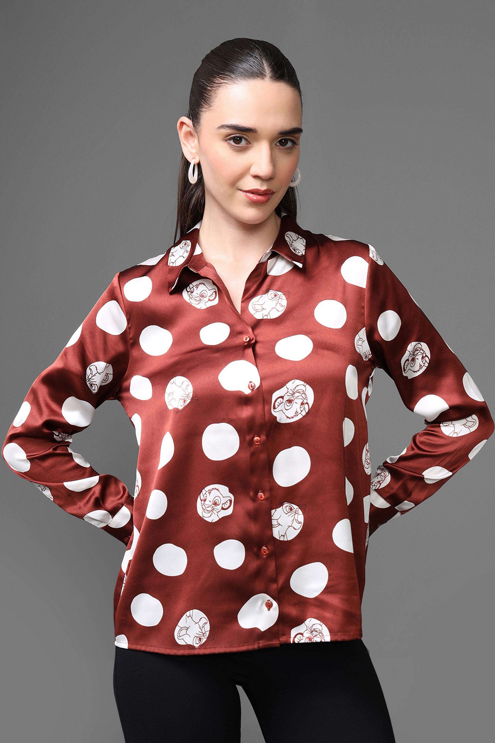 kazo Polka Dots Collared Polyester Women's Casual Wear Shirt-picture-32