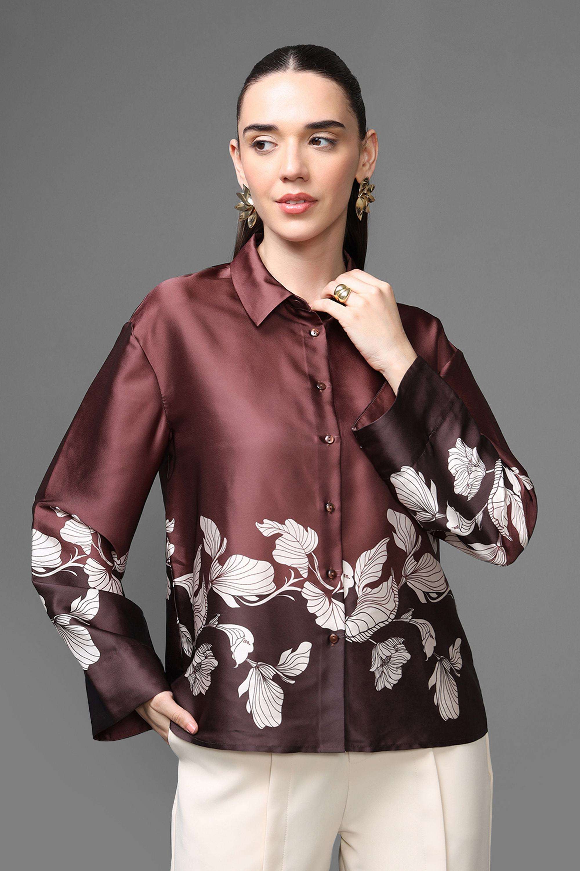 Printed-Collared-Polyester-Women-s-Party-Wear-Shirt