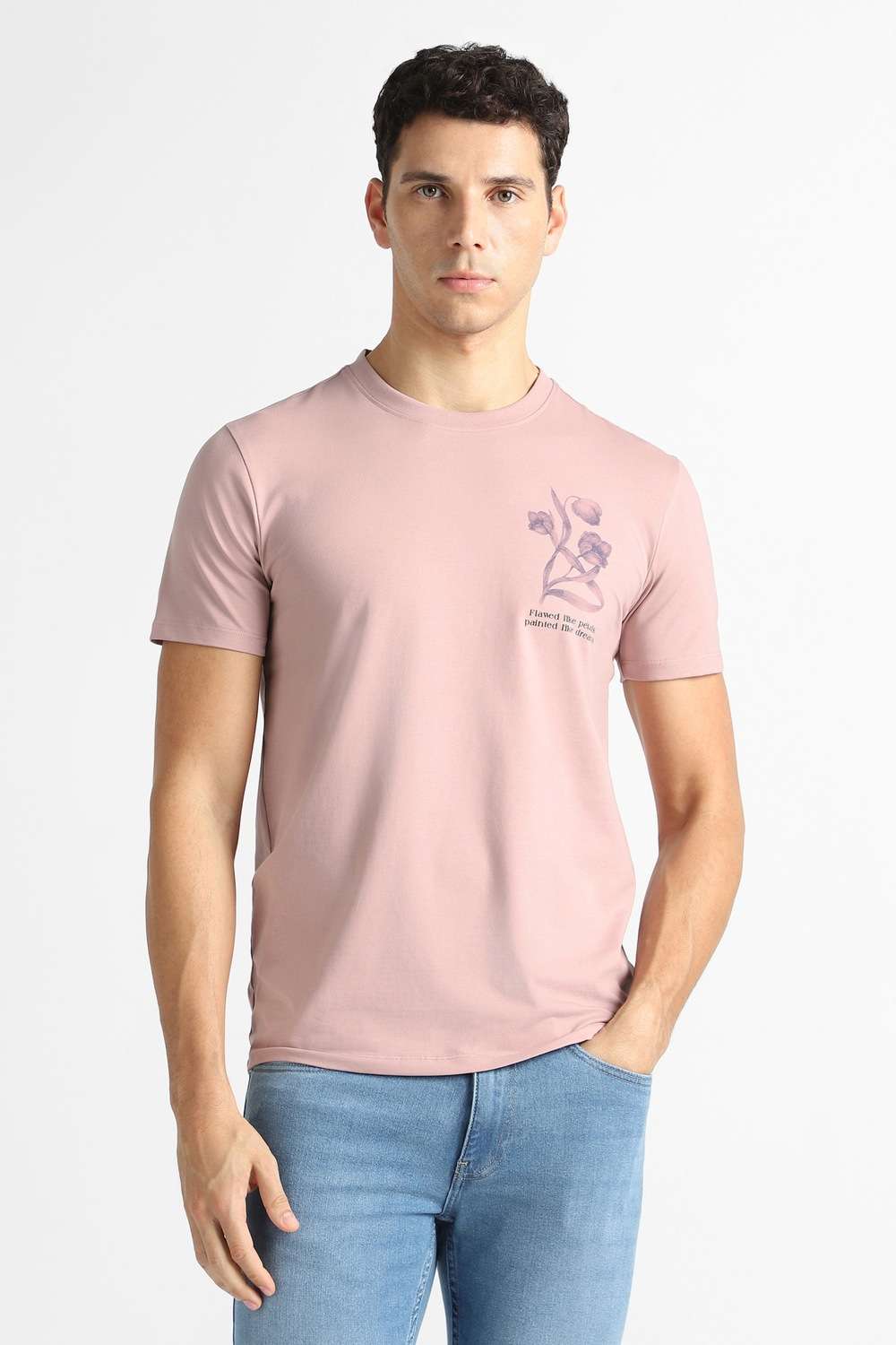 Solid-Cotton-Blend-Round-Neck-Men-s-T-Shirt