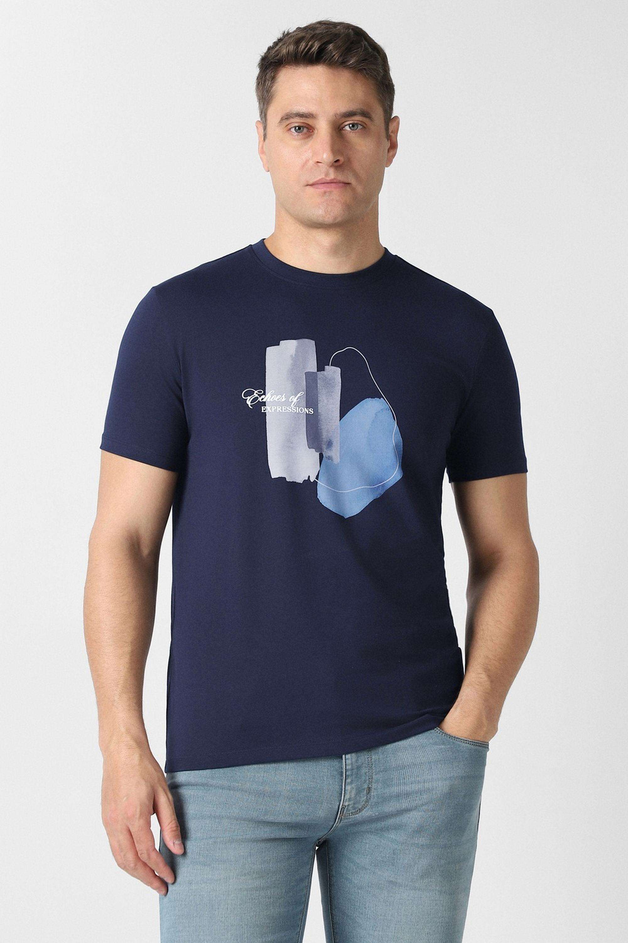 Solid-Cotton-Blend-Round-Neck-Men-s-T-Shirt