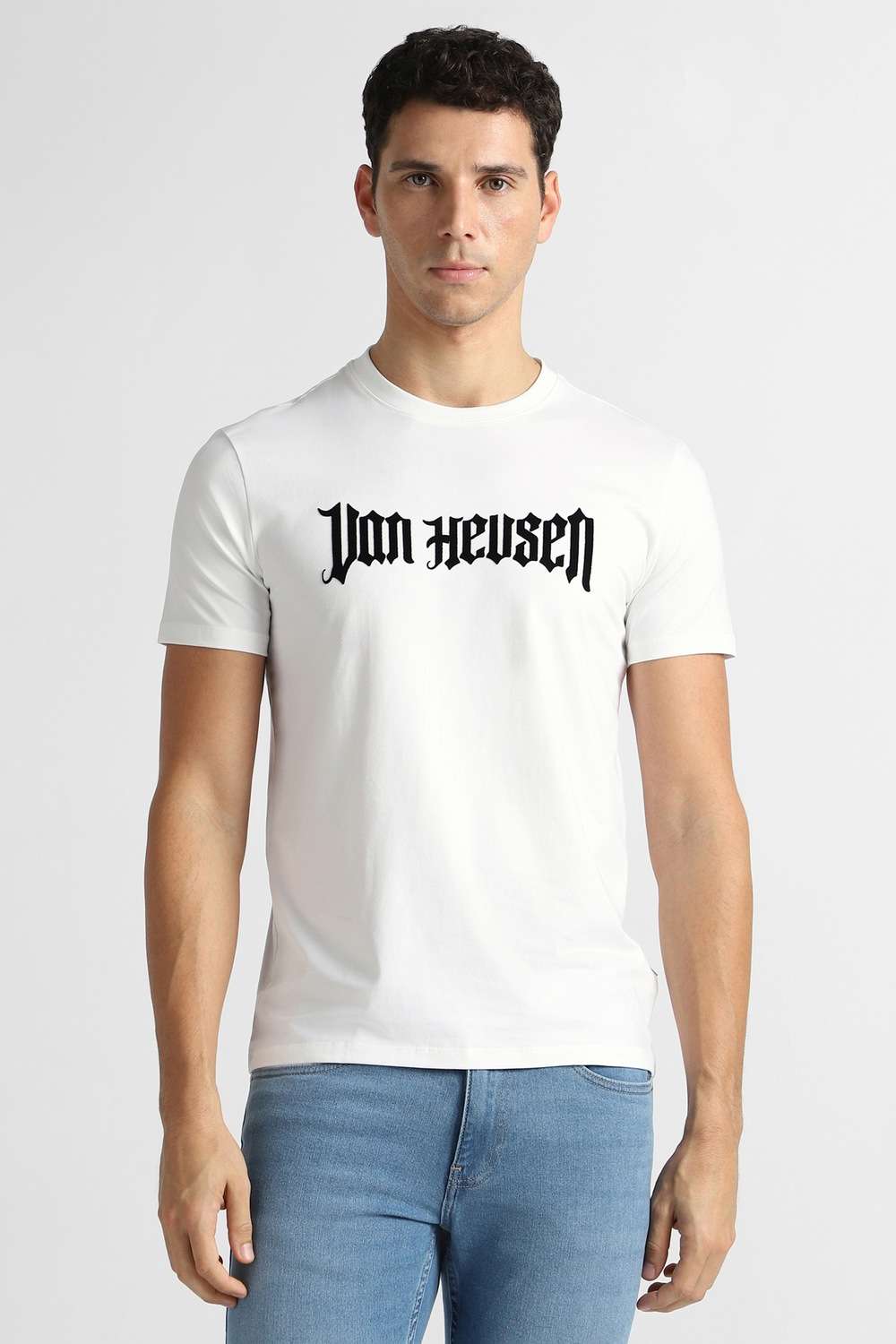 Solid-Cotton-Blend-Round-Neck-Men-s-T-Shirt