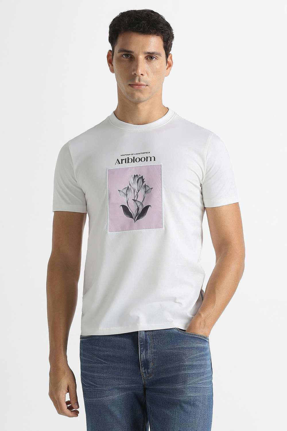 Solid-Cotton-Blend-Round-Neck-Men-s-T-Shirt