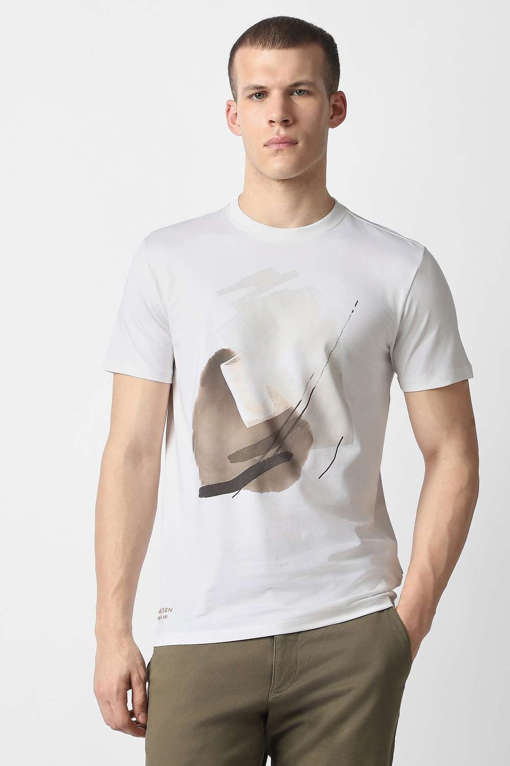 Solid-Cotton-Blend-Round-Neck-Men-s-T-Shirt