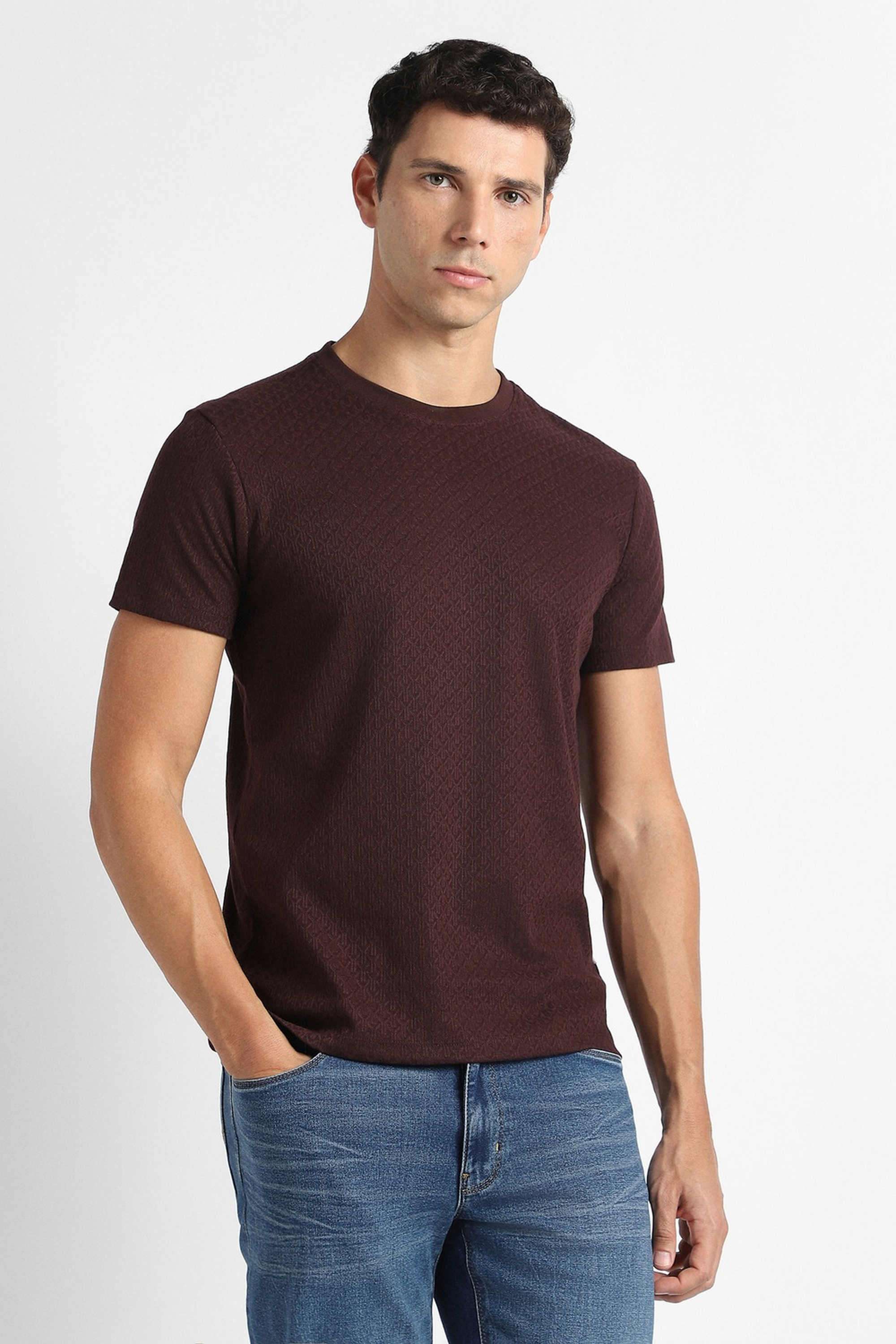 Solid-Polyester-Cotton-Round-Neck-Men-s-T-Shirt