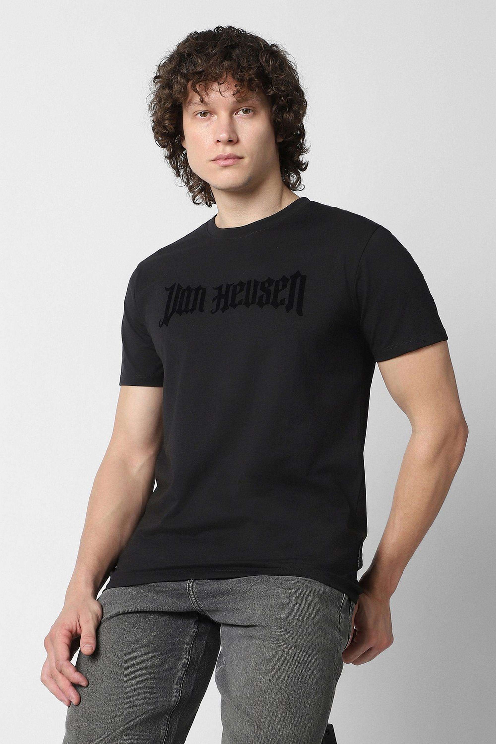 Solid-Cotton-Blend-Round-Neck-Men-s-T-Shirt
