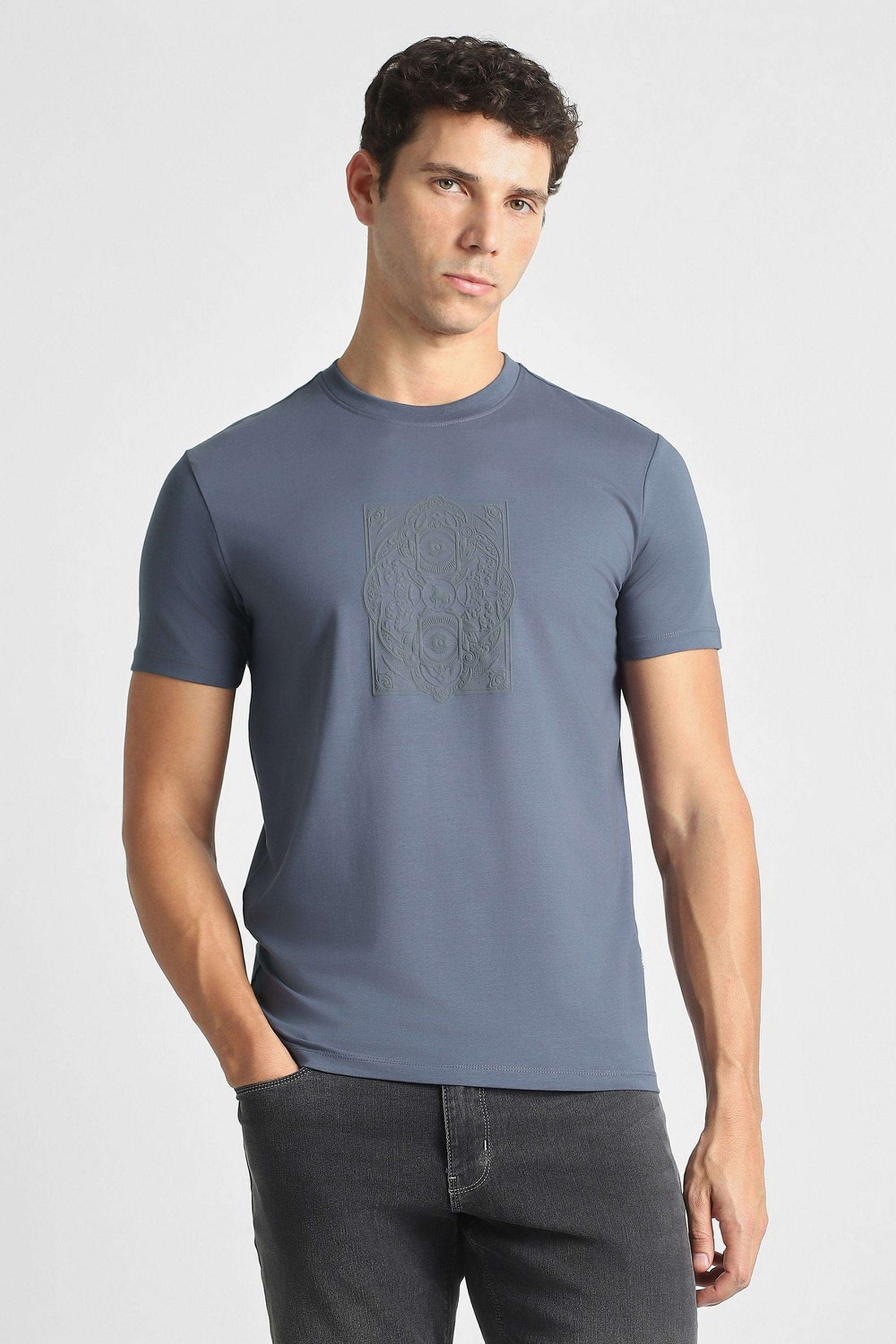 Solid-Cotton-Blend-Round-Neck-Men-s-T-Shirt