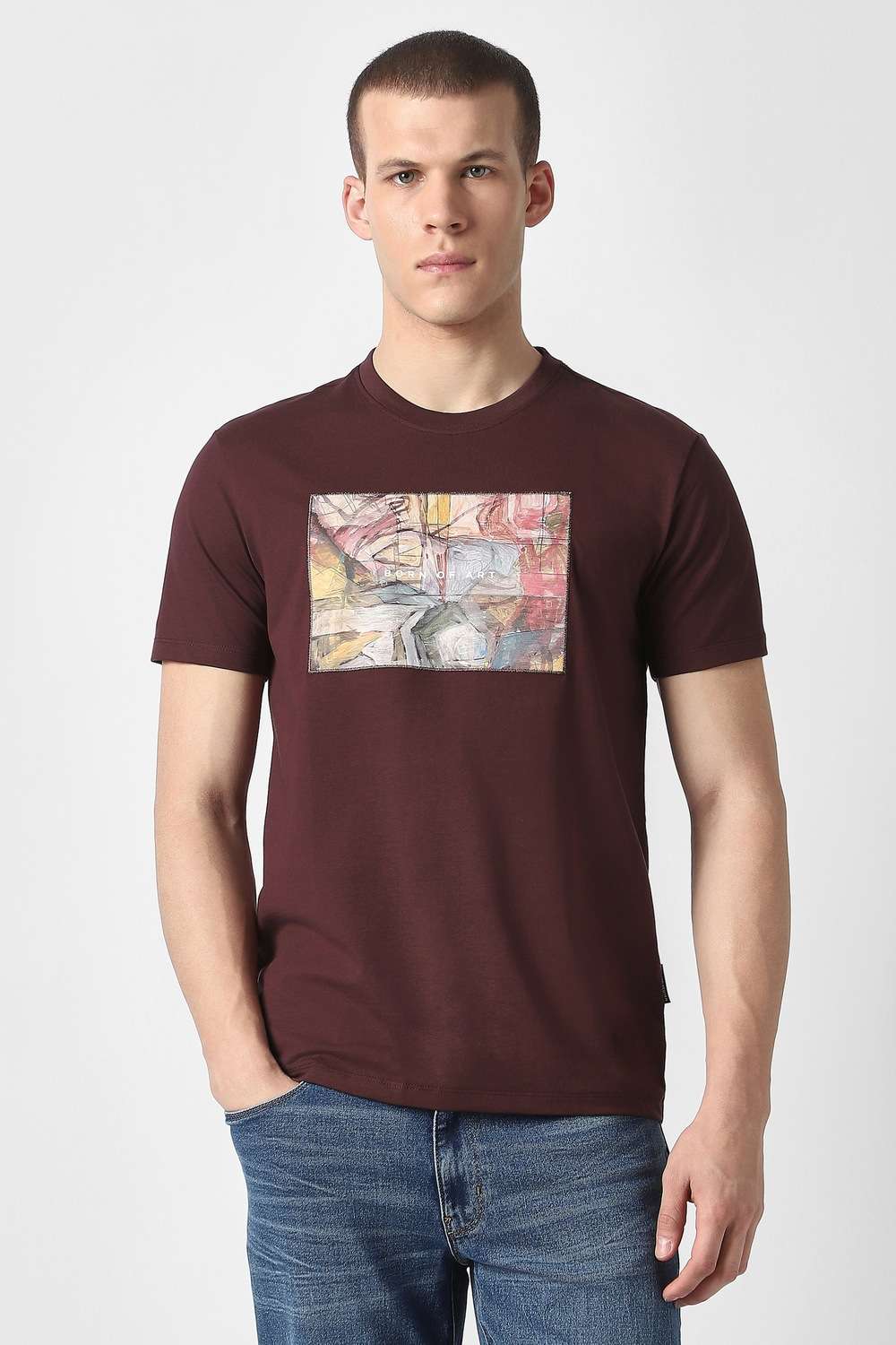 Solid-Cotton-Blend-Round-Neck-Men-s-T-Shirt