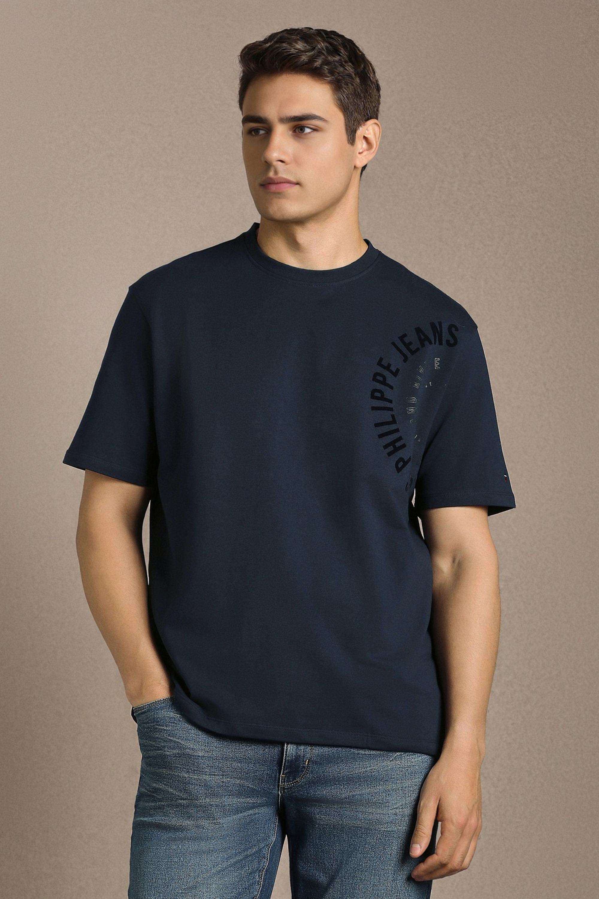 Solid-Cotton-Blend-Round-Neck-Men-s-T-Shirt