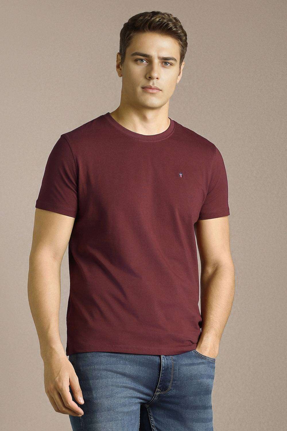 Solid-Cotton-Blend-Round-Neck-Men-s-T-Shirt