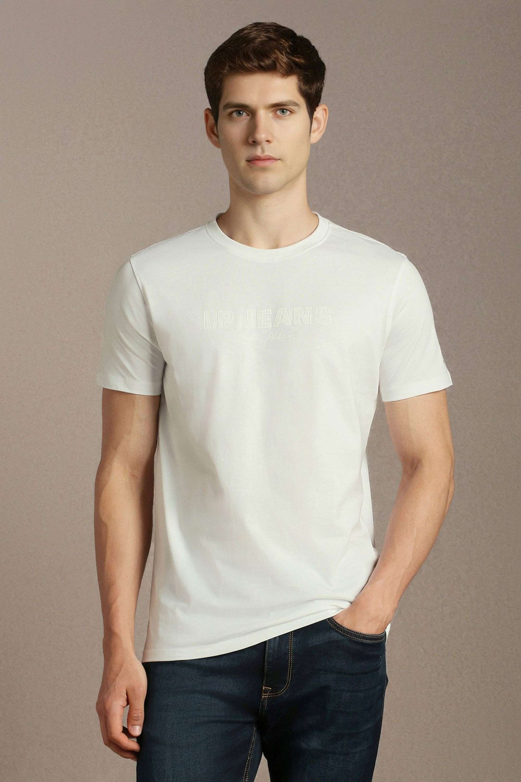 Solid-Cotton-Blend-Round-Neck-Men-s-T-Shirt