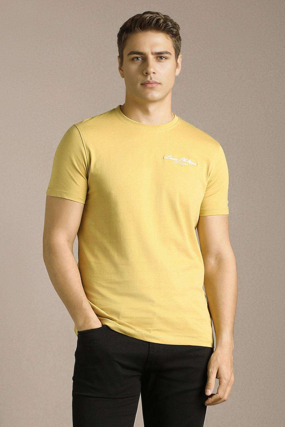 Solid-Cotton-Blend-Round-Neck-Men-s-T-Shirt