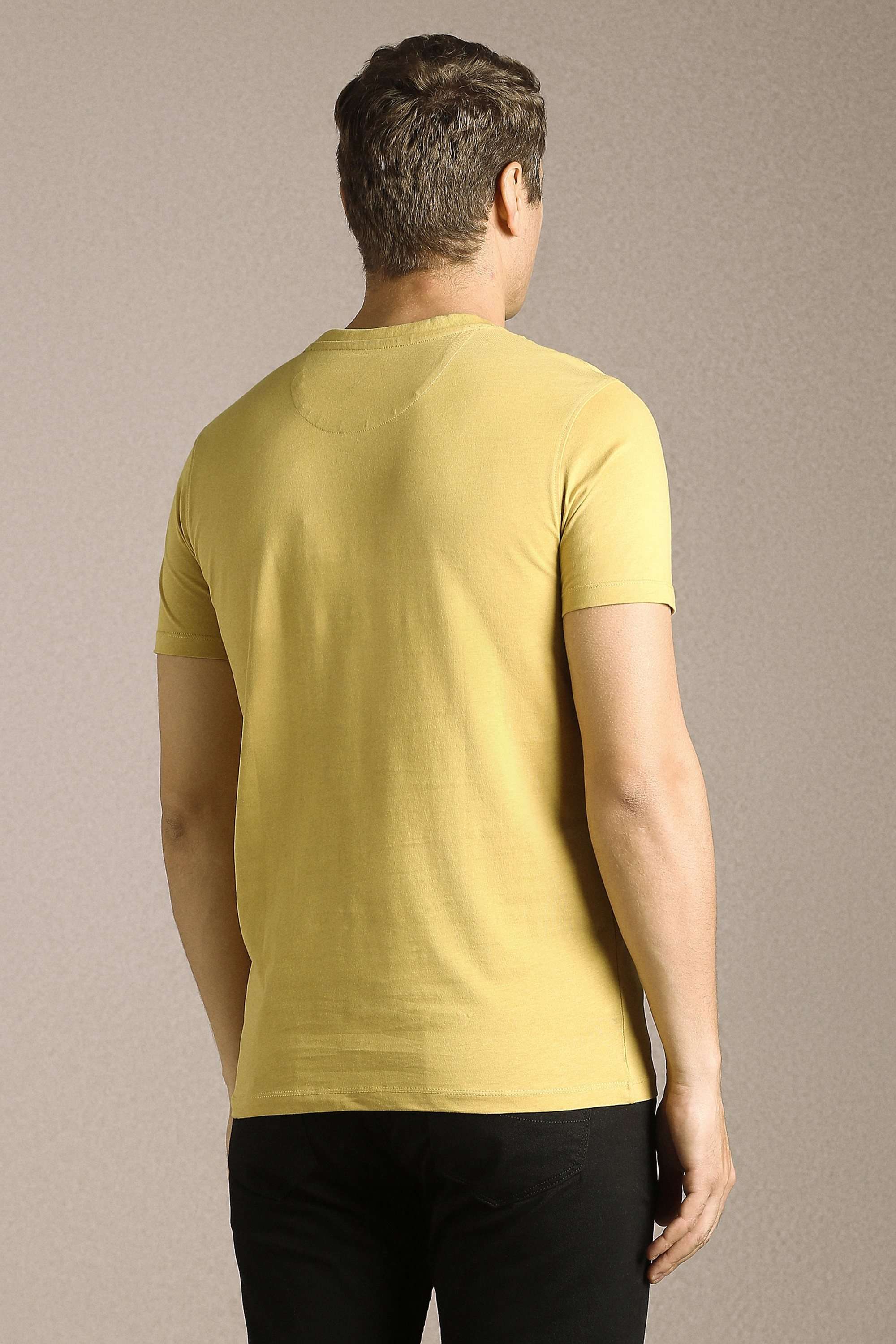 Solid-Cotton-Blend-Round-Neck-Men-s-T-Shirt