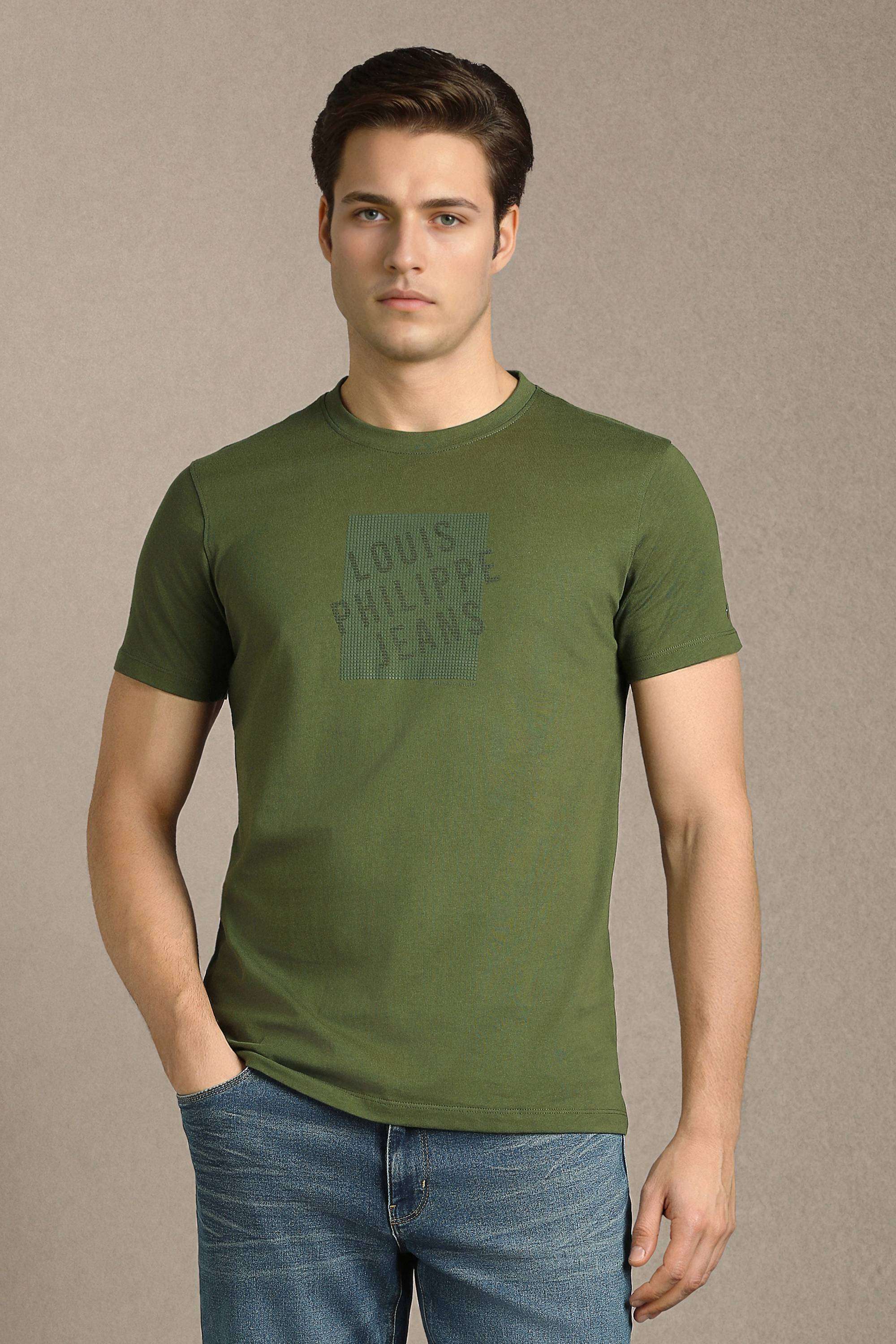 Solid-Cotton-Blend-Round-Neck-Men-s-T-Shirt