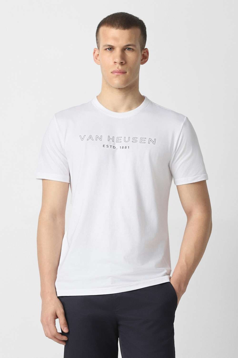 Solid-Cotton-Blend-Round-Neck-Men-s-T-Shirt