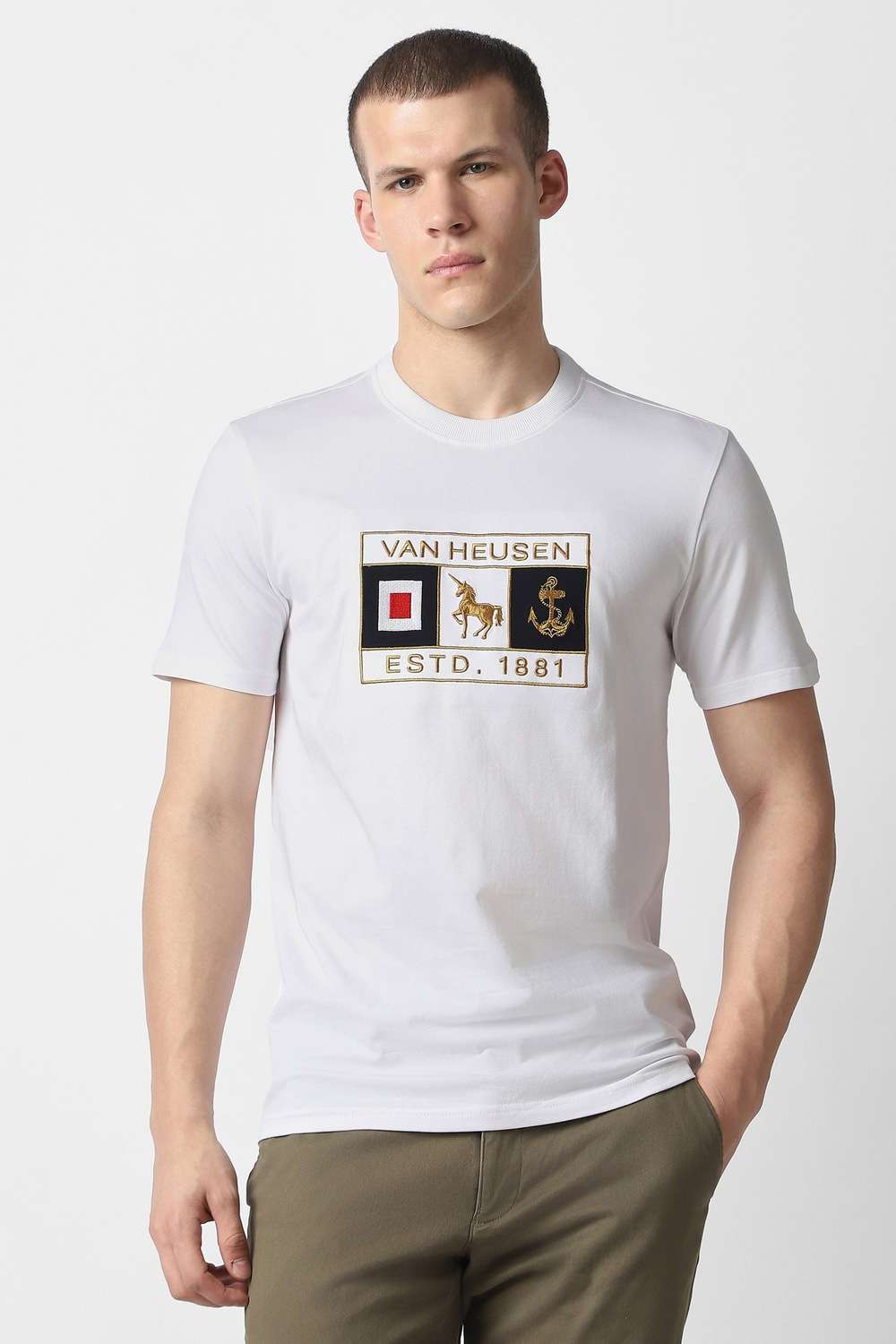 Solid-Cotton-Blend-Round-Neck-Men-s-T-Shirt