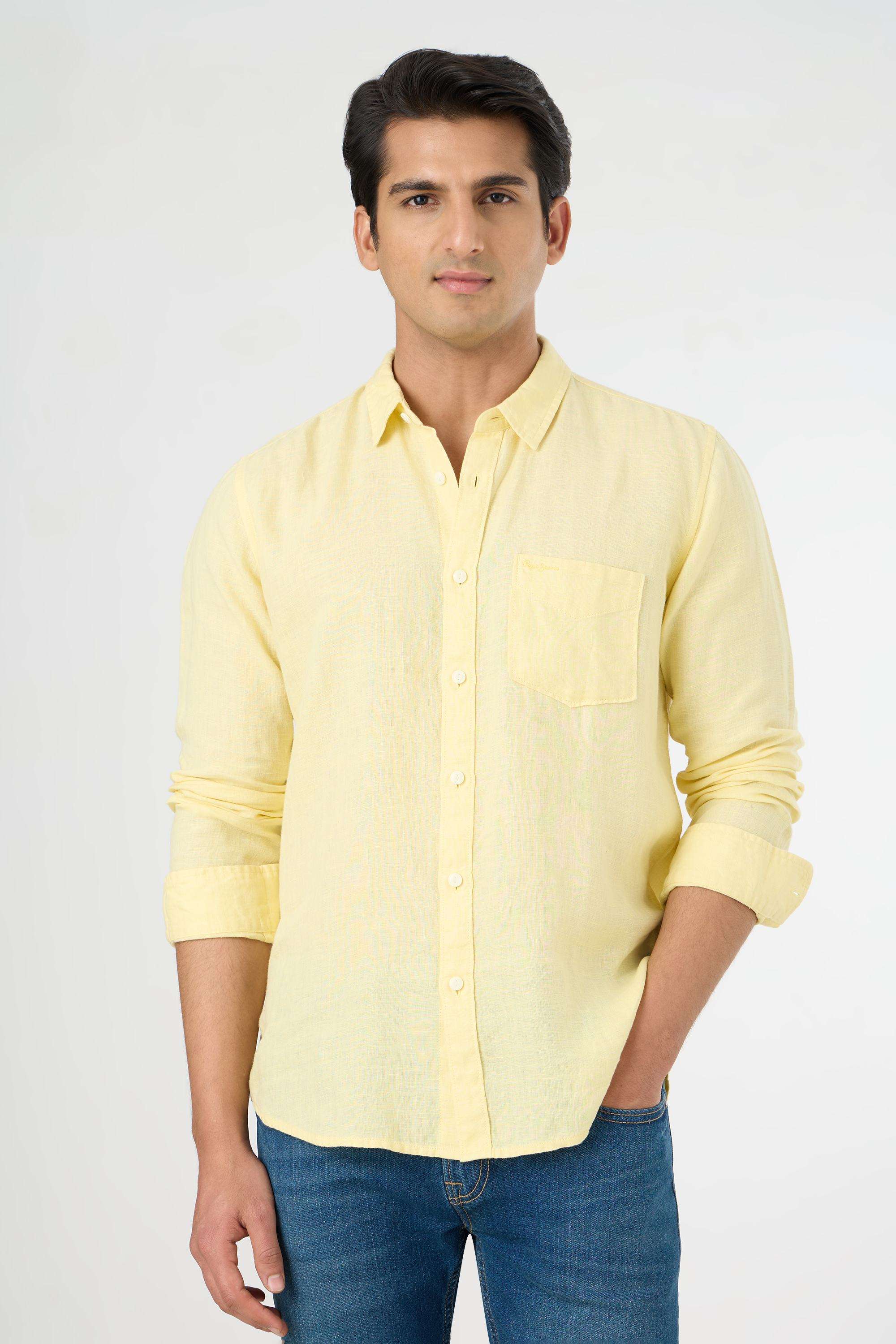 Solid-Linen-Regular-Fit-Men-s-Casual-Wear-Shirt