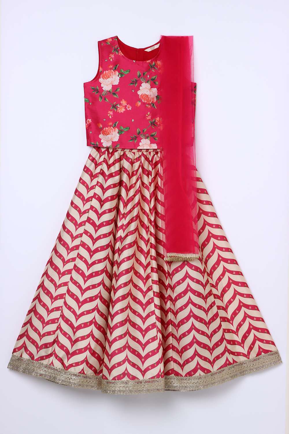 Floral-Blended-Fabric-Round-Neck-Girls-Casual-Wear-Kurta-Set