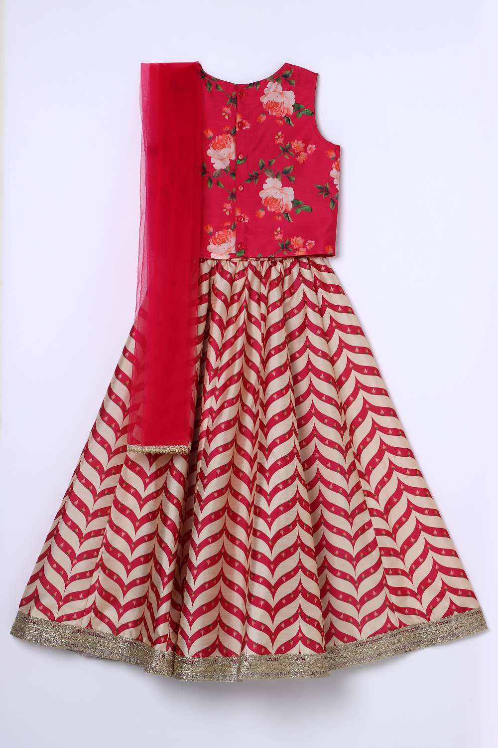 Floral-Blended-Fabric-Round-Neck-Girls-Casual-Wear-Kurta-Set