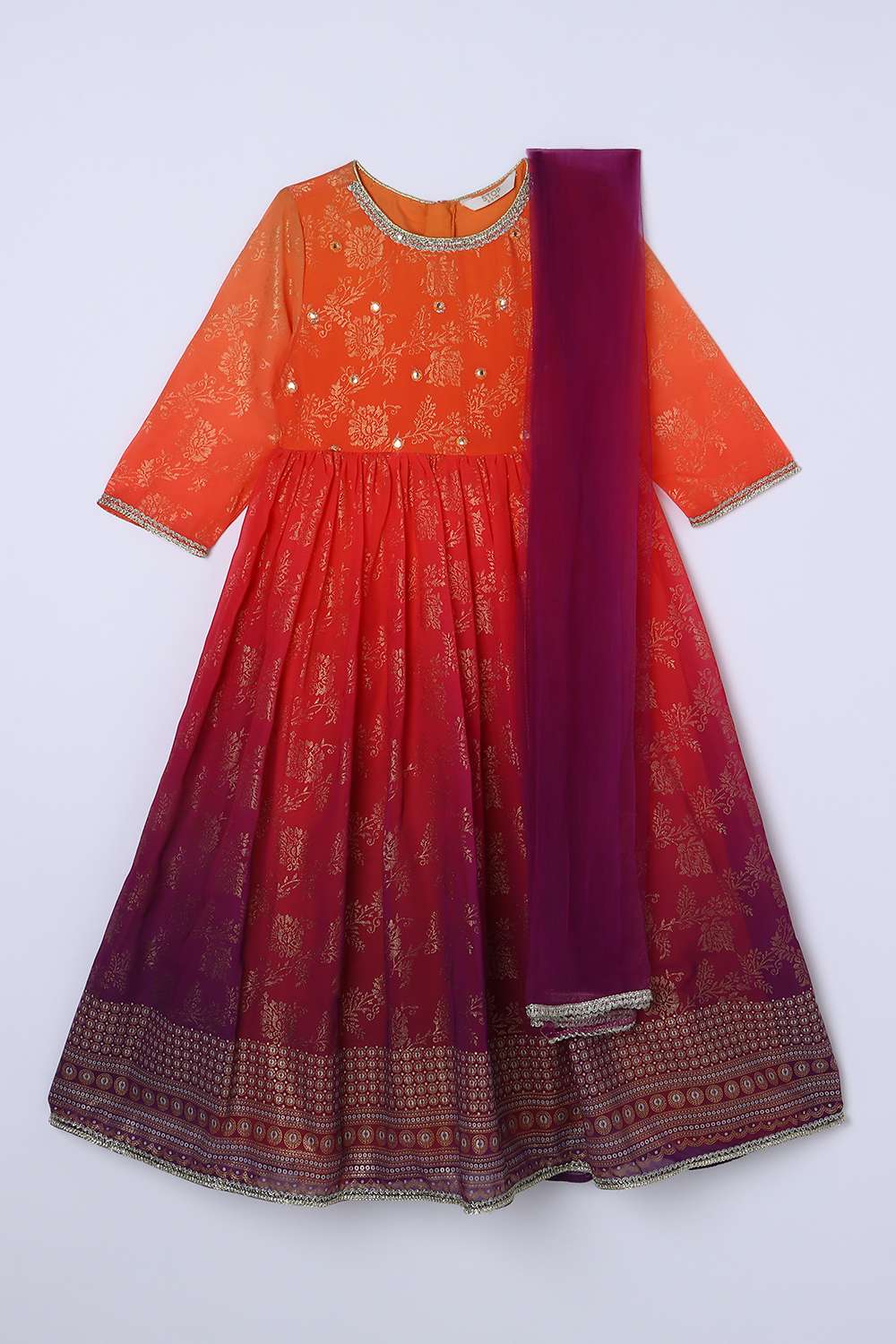 Printed-Georgette-Full-Length-Girls-Kurta-Dupatta-Set