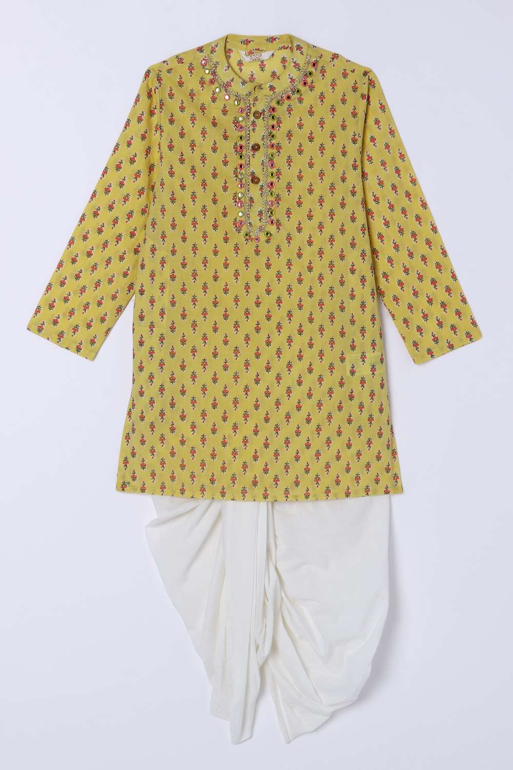Printed-Blended-Fabric-Round-Neck-Boys-Dhoti-Set