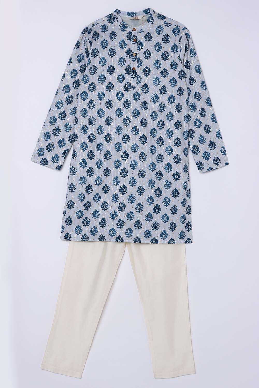 Printed-Blended-Fabric-Full-Length-Boys-Kurta-Set