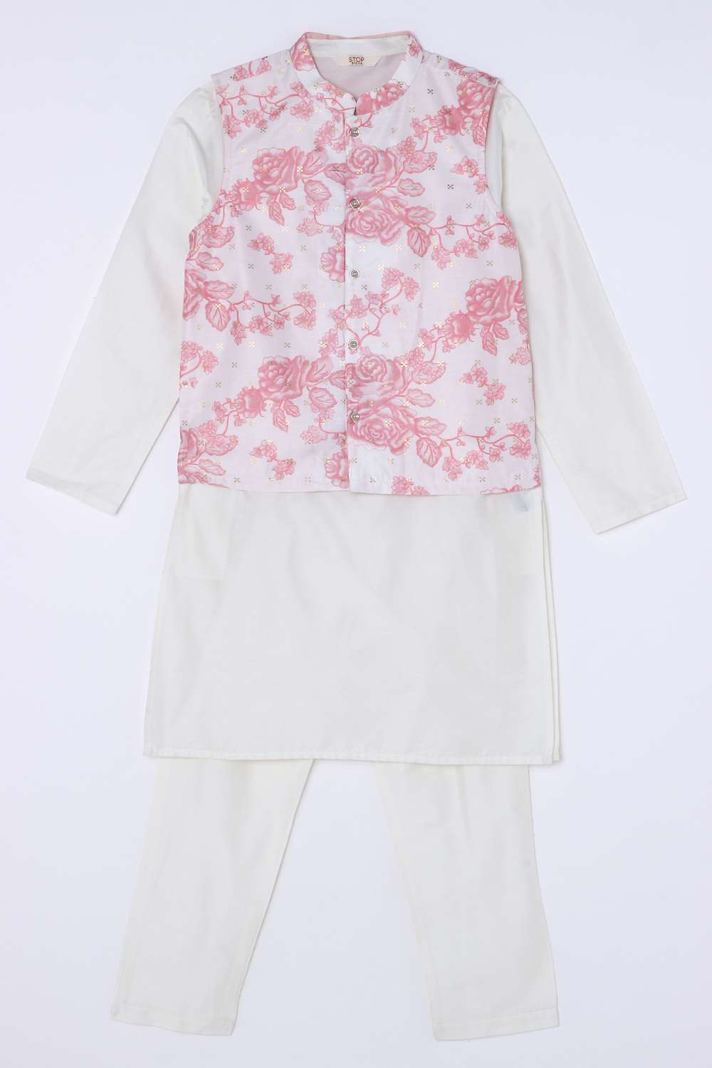 Printed-Poly-Blend-Boys-Kurta-Pyjama-Jacket-Set