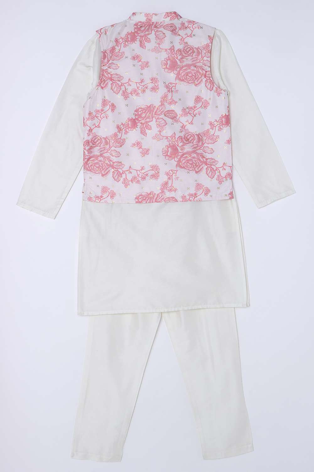 Printed-Poly-Blend-Boys-Kurta-Pyjama-Jacket-Set