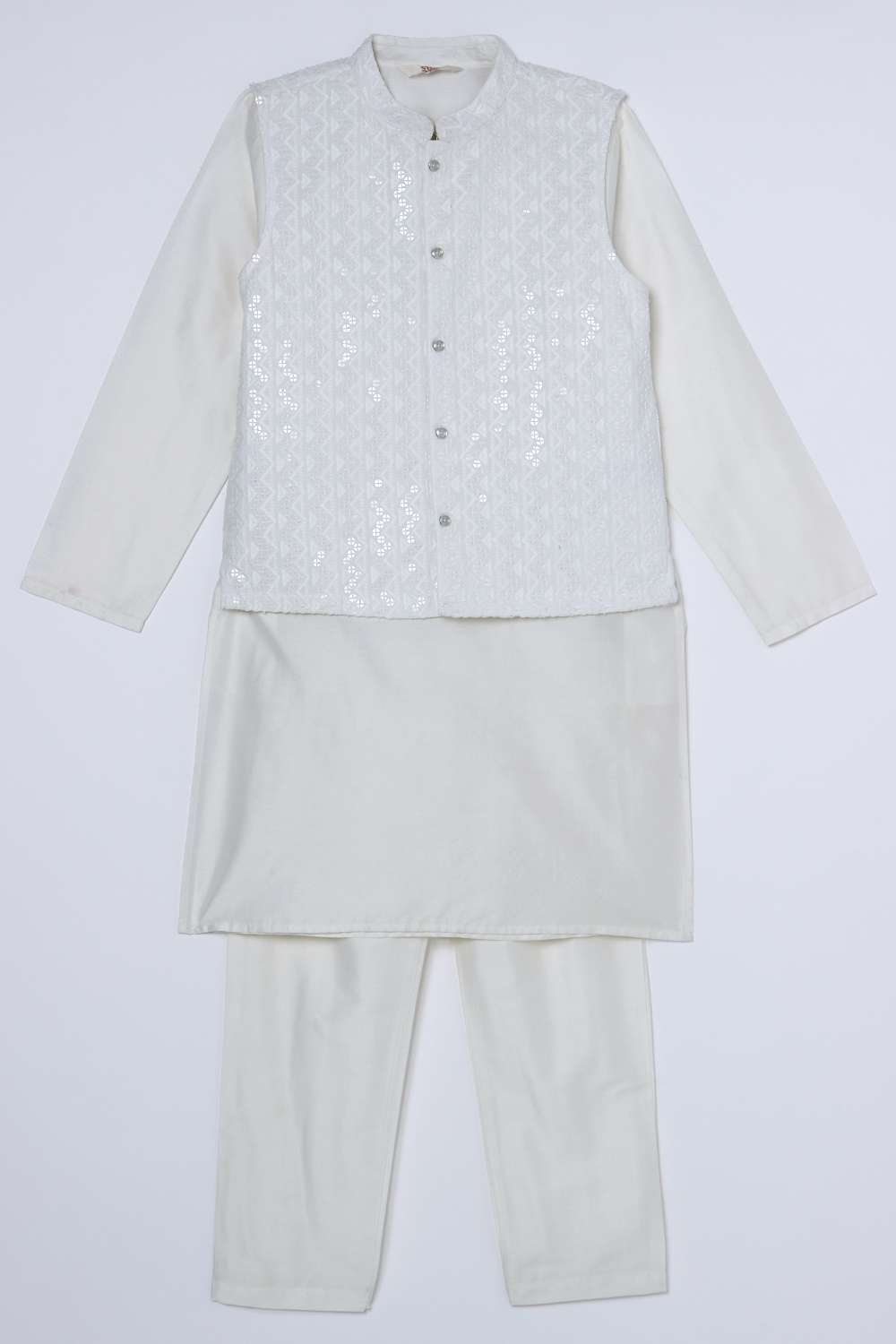 Embroidered-Blended-Fabric-Boys-Kurta-Pyjama-Jacket-Set