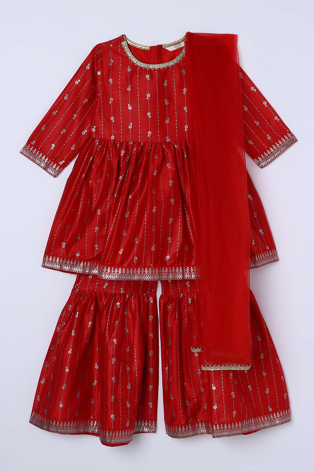 Embroidered-Blended-Fabric-Round-Neck-Girls-Kurta-Set