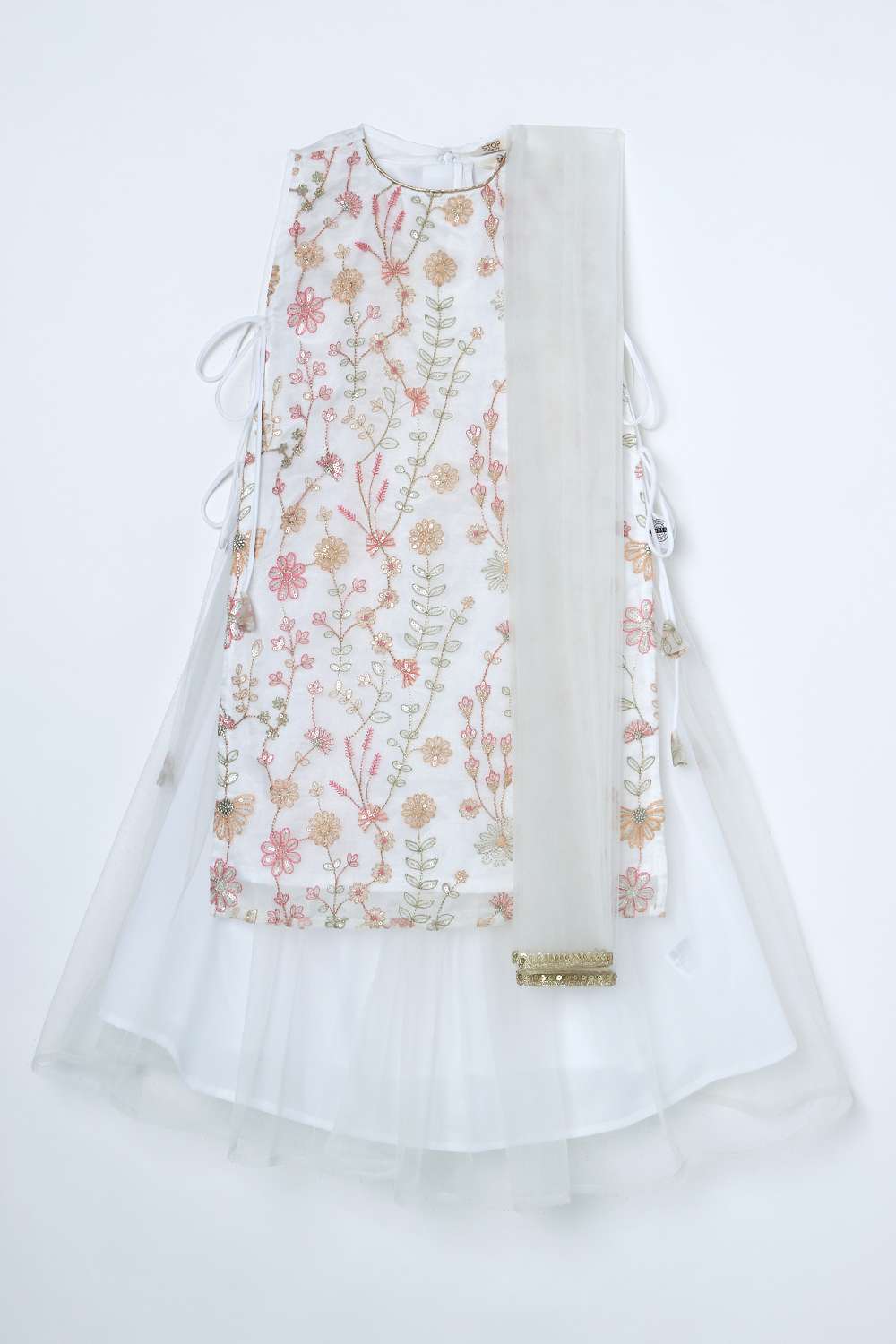 Printed-Blended-Fabric-Round-Neck-Girls-Kurta-Set