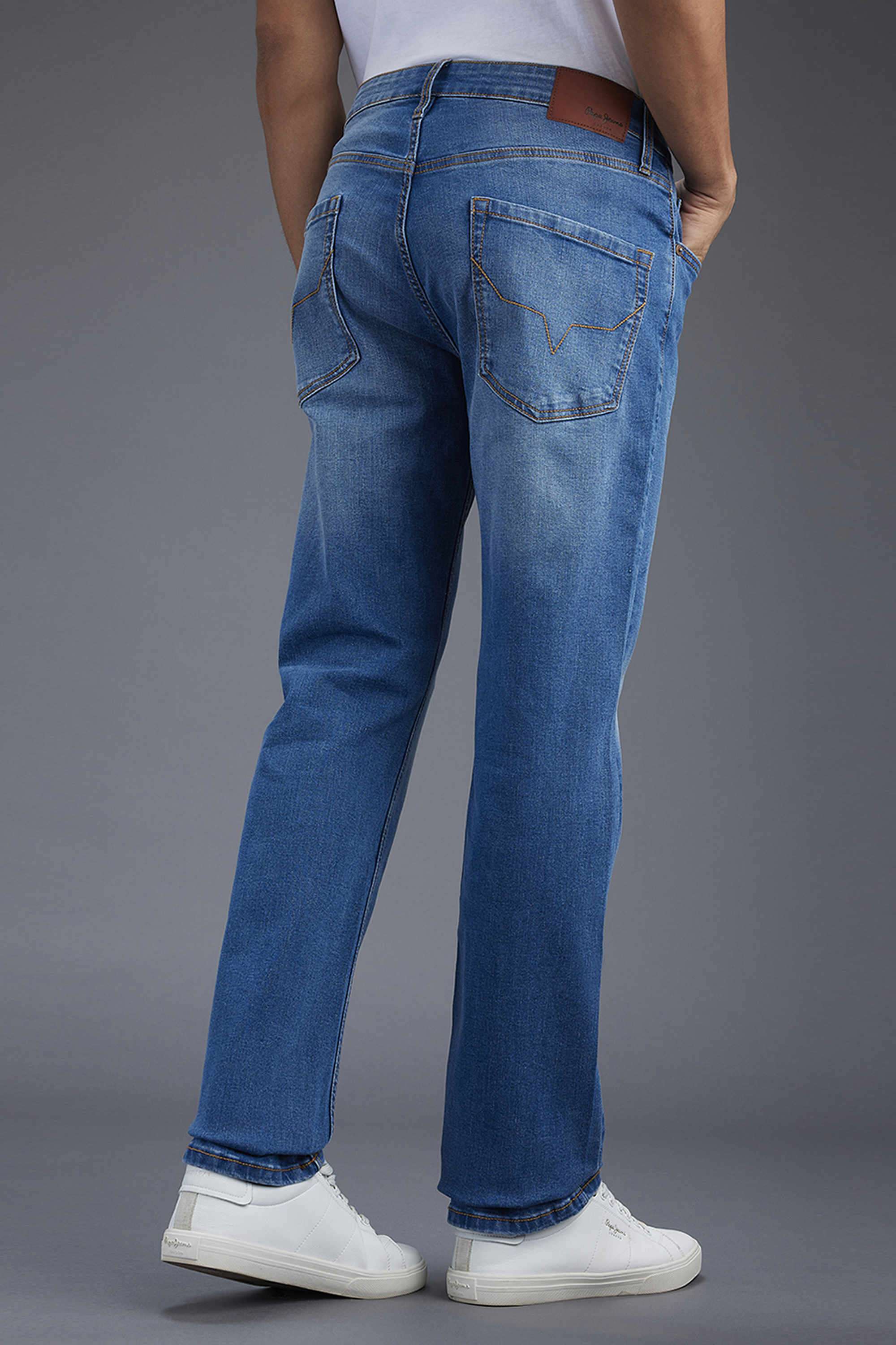 Solid-Cotton-Blend-Straight-Fit-Men-S-Jeans