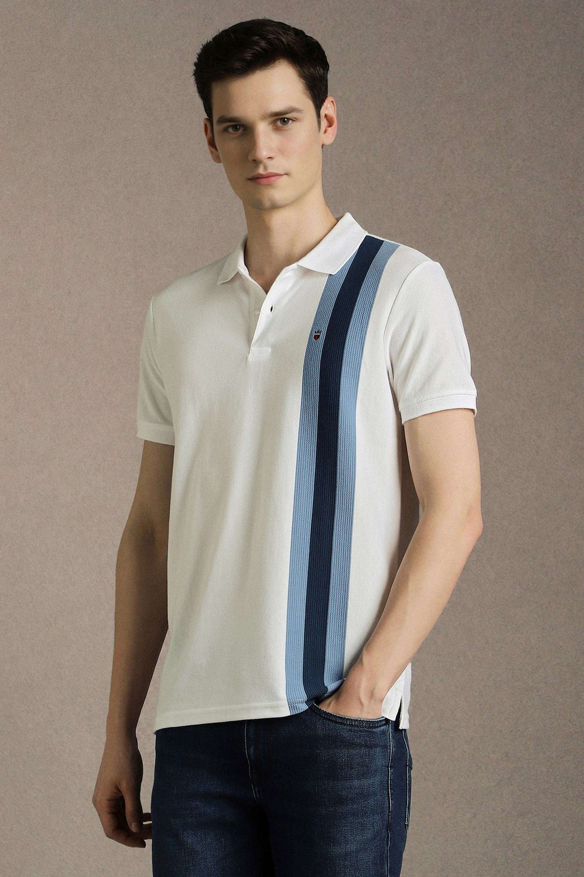 Stripes-Blended-Fabric-Polo-Men-s-T-Shirt