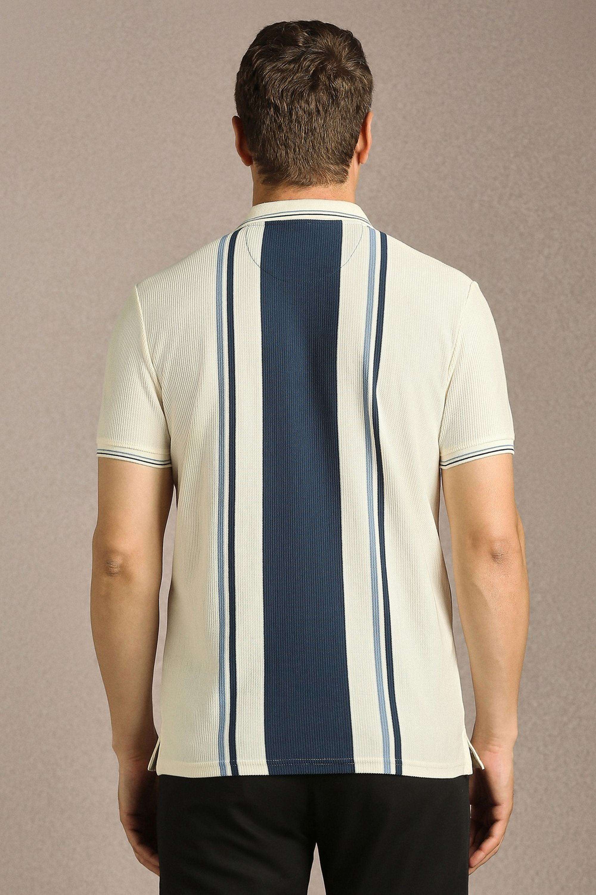 Stripes-Blended-Fabric-Polo-Men-s-T-Shirt