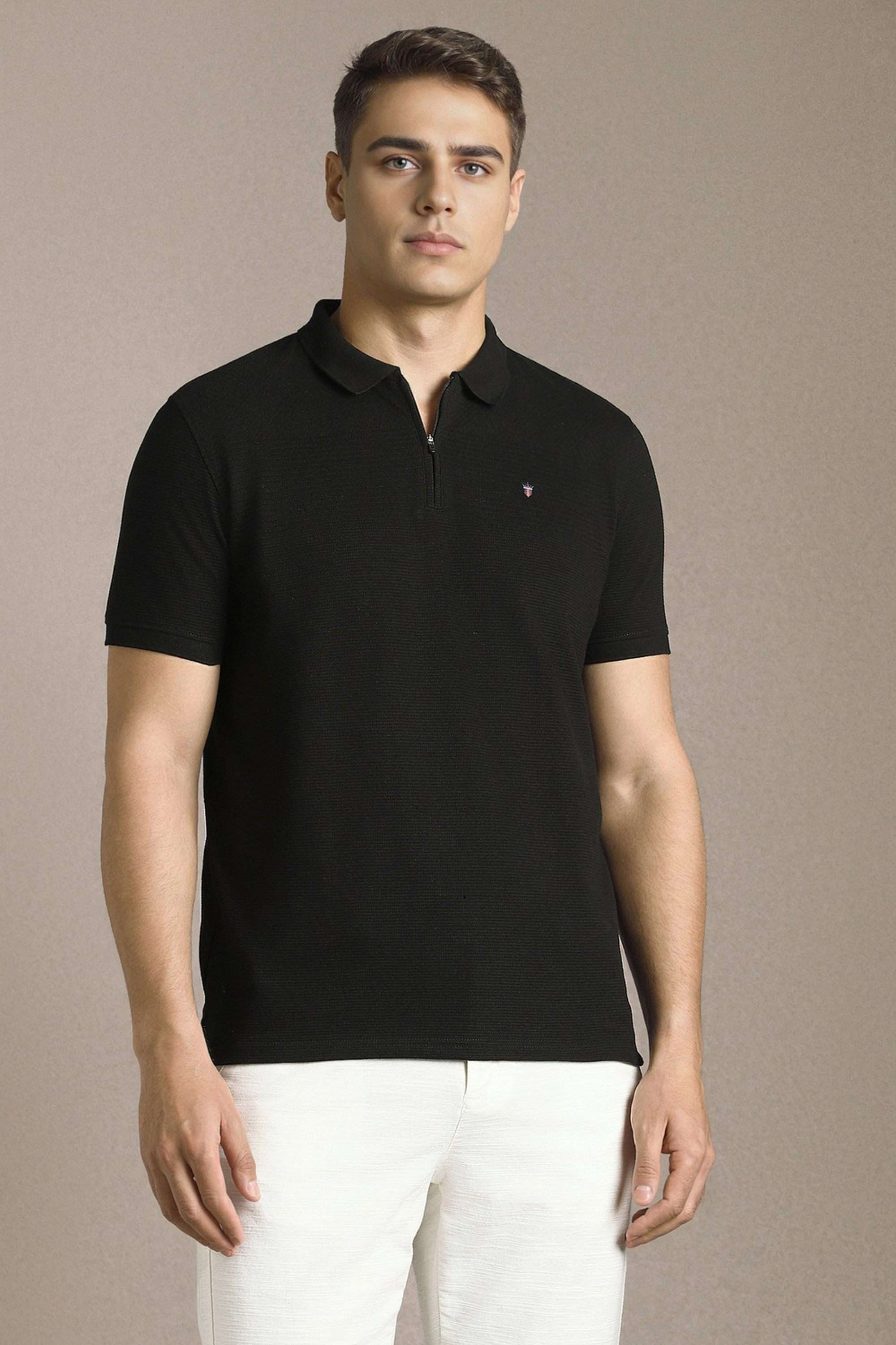 Solid-Blended-Fabric-Round-Neck-Men-s-T-Shirt