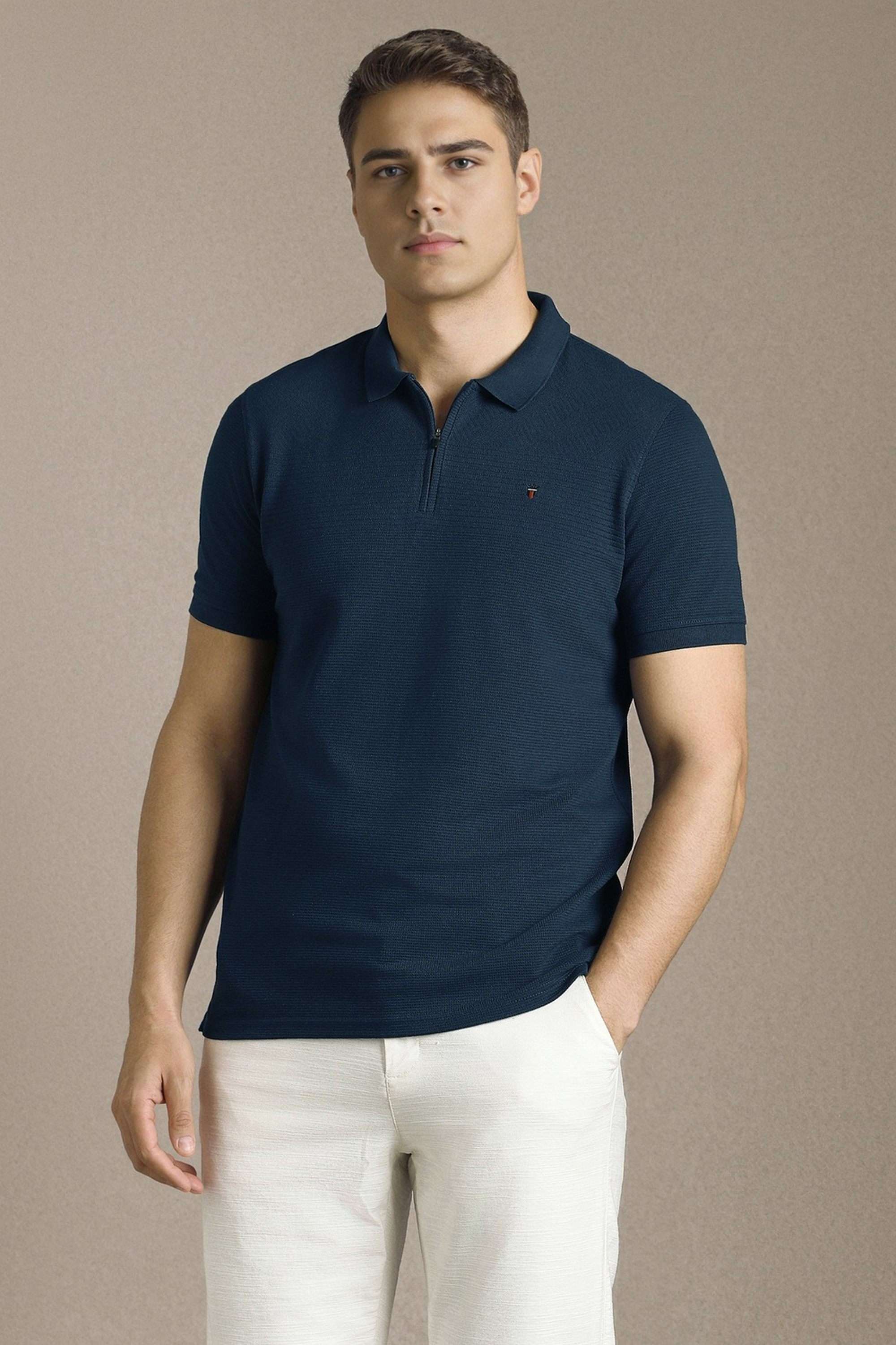 Solid-Blended-Fabric-Round-Neck-Men-s-T-Shirt