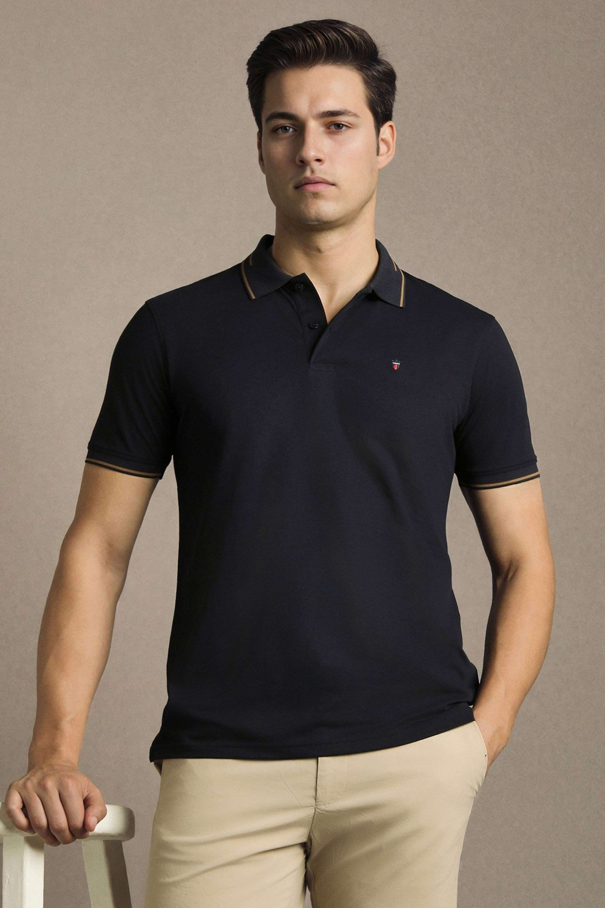 Solid-Cotton-Blend-Round-Neck-Men-s-T-Shirt