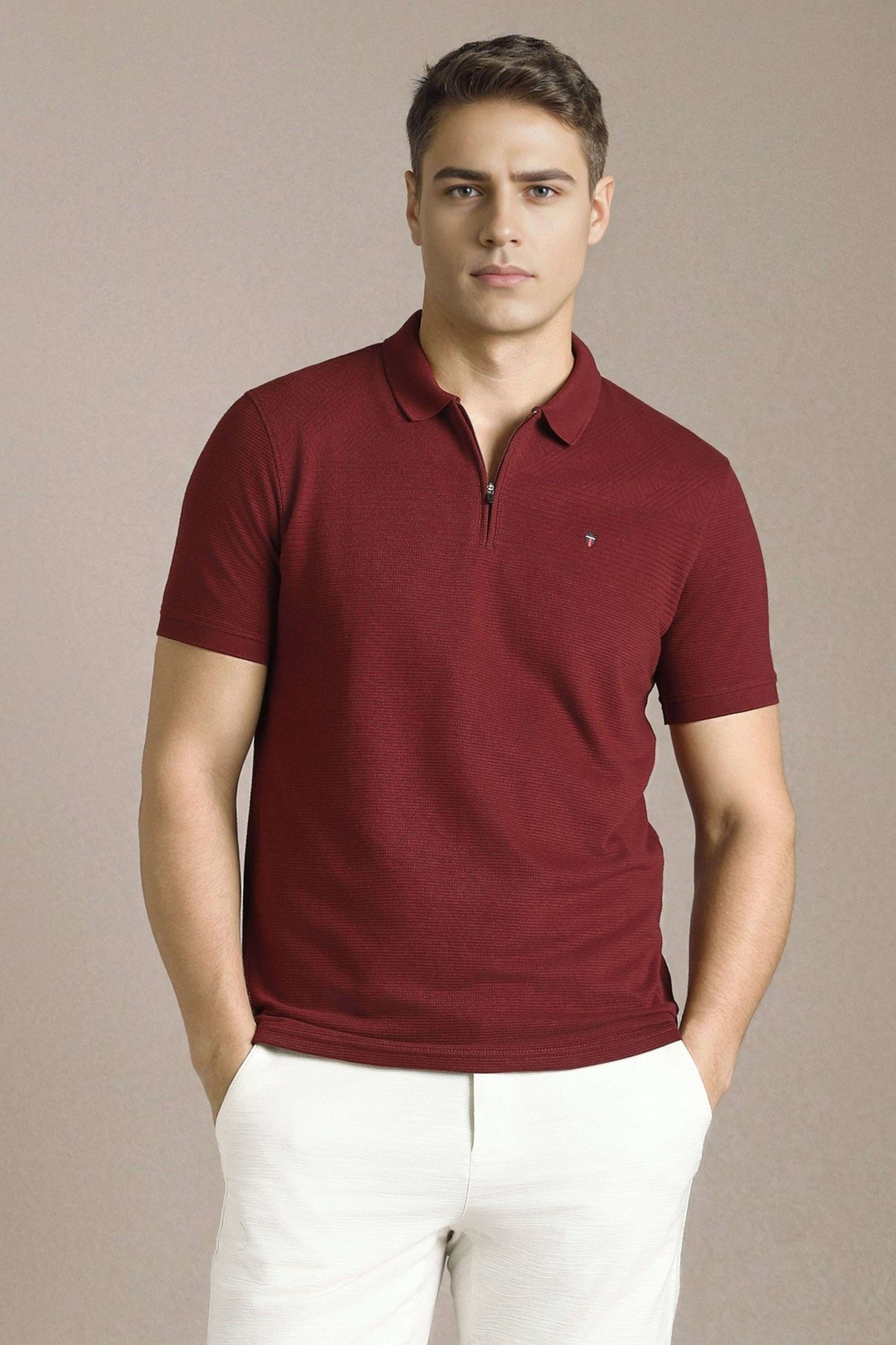 Solid-Blended-Fabric-Round-Neck-Men-s-T-Shirt