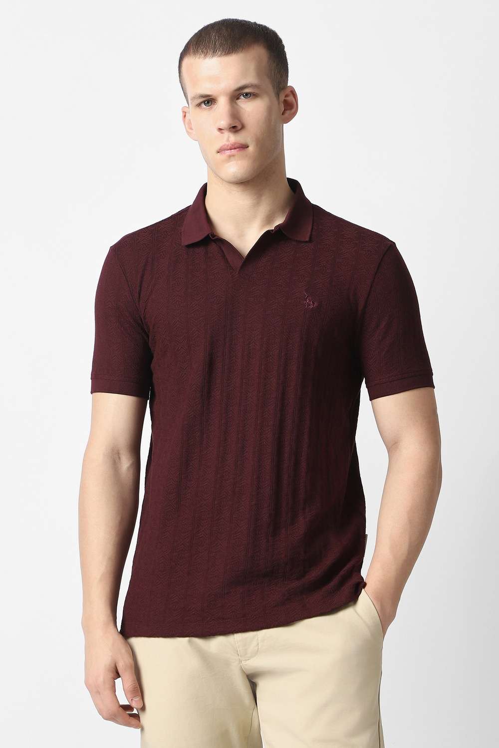Solid-Blended-Fabric-Polo-Men-s-T-Shirt